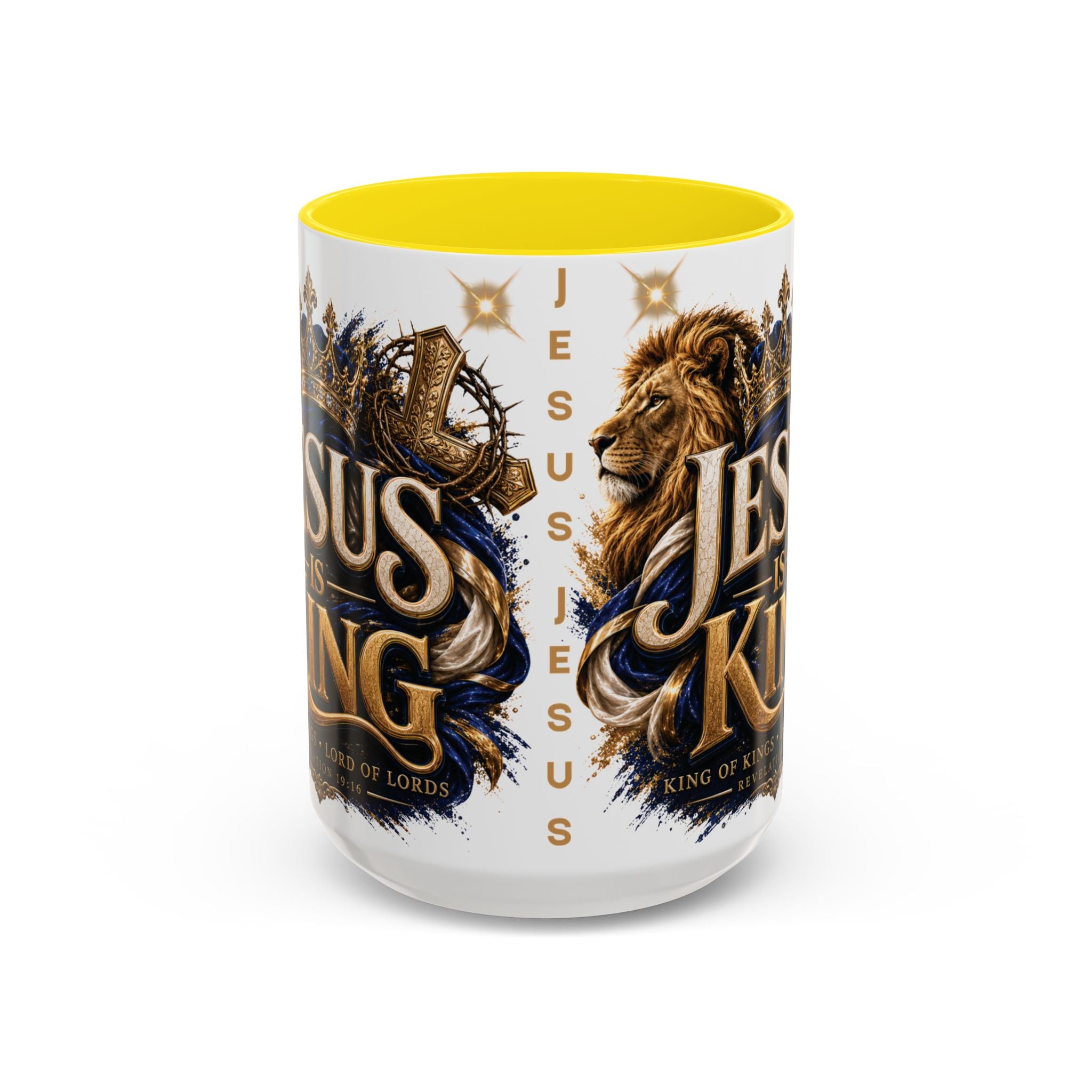 Jesus Is King Coffee Mug Christian Faith Accent Mug (11/15oz) Gift for Dad Mom