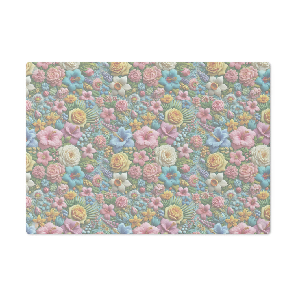 Pastel Floral Tempered Glass Cutting Board  Elegant and Durable, Heat-Resistant Surface with Beautiful Flower Design, Perfect for Cooking, Serving, and Gifting - MRSBYVALLE