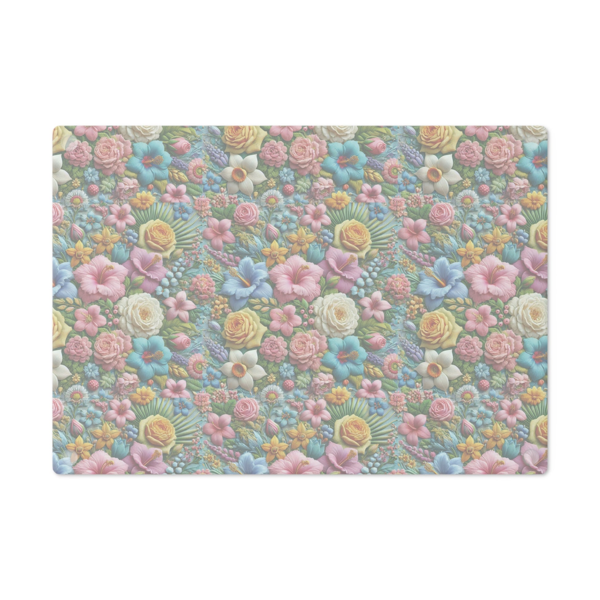 Pastel Floral Tempered Glass Cutting Board  Elegant and Durable, Heat-Resistant Surface with Beautiful Flower Design, Perfect for Cooking, Serving, and Gifting - MRSBYVALLE