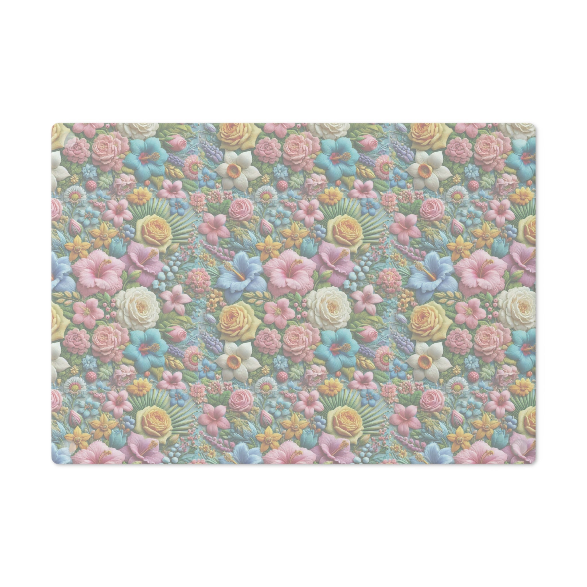 Pastel Floral Tempered Glass Cutting Board  Elegant and Durable, Heat-Resistant Surface with Beautiful Flower Design, Perfect for Cooking, Serving, and Gifting - MRSBYVALLE