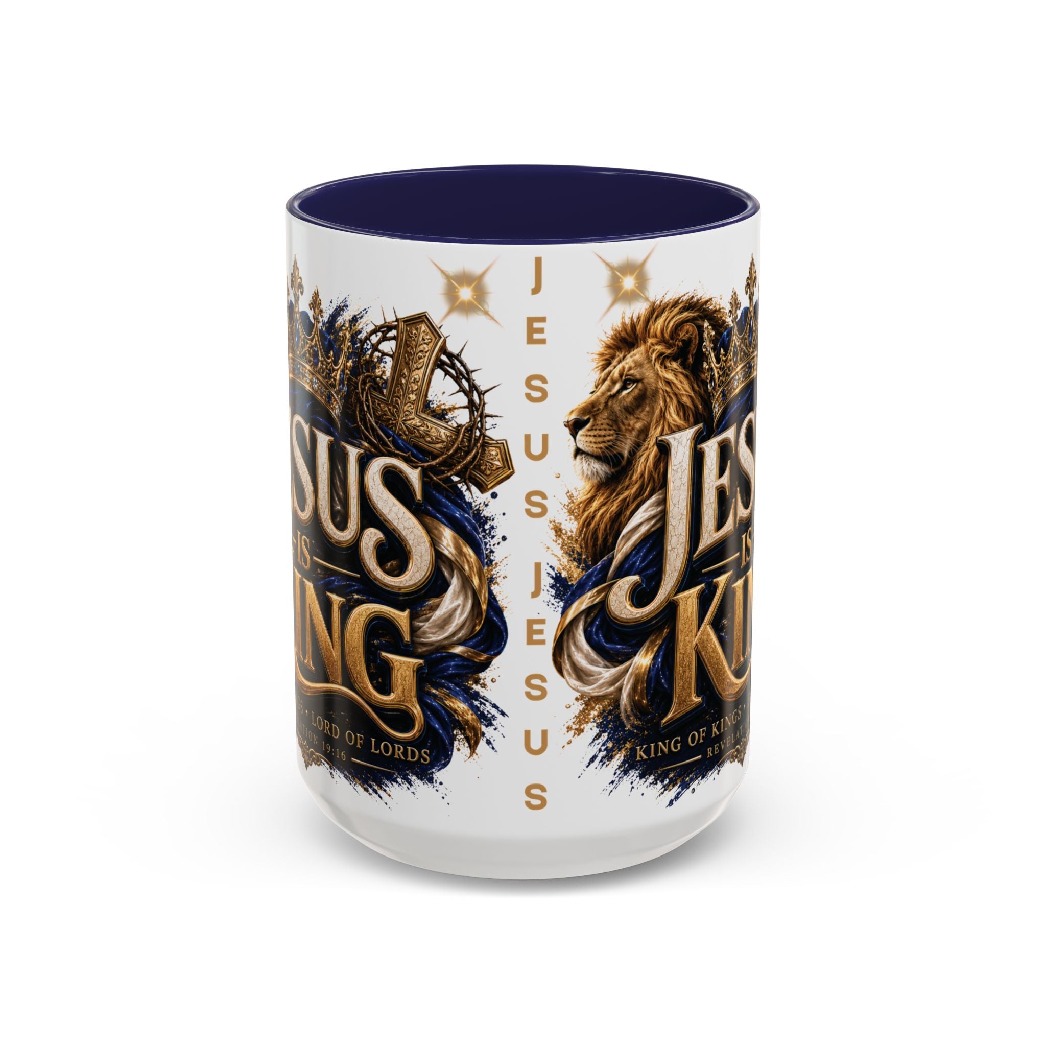 Jesus Is King Coffee Mug Christian Faith Accent Mug (11/15oz) Gift for Dad Mom
