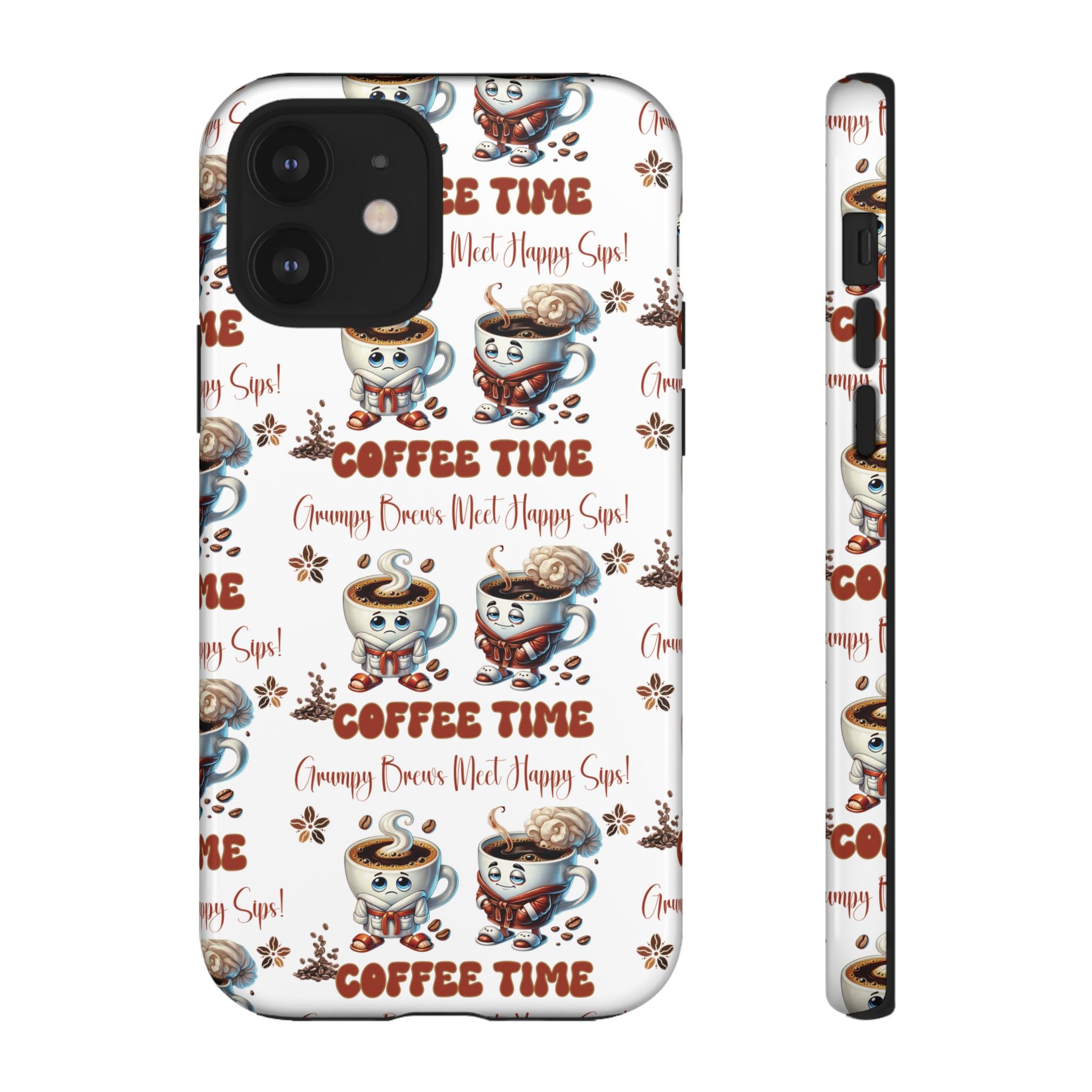 Grumpy Brews Meet Happy Sips Phone Case Compatible with iPhone, Samsung & Pixel | Fun, Durable Protection for Coffee Lovers | Unique Design, Shockproof & Scratch-Resistant Perfect for Coffee Lover - MRSBYVALLE