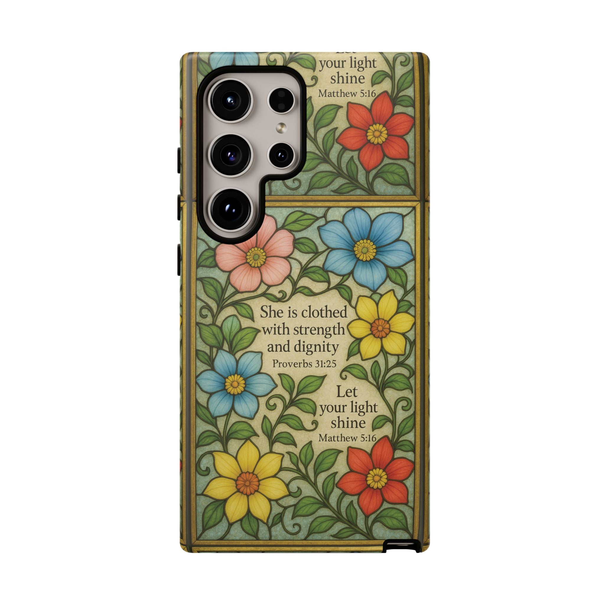 Pastel Floral Stained Glass Bible Verse Phone Case Christian Affirmation, Soft Faith Design, iPhone Samsung Google, Inspirational Gift for HerGift for Christians