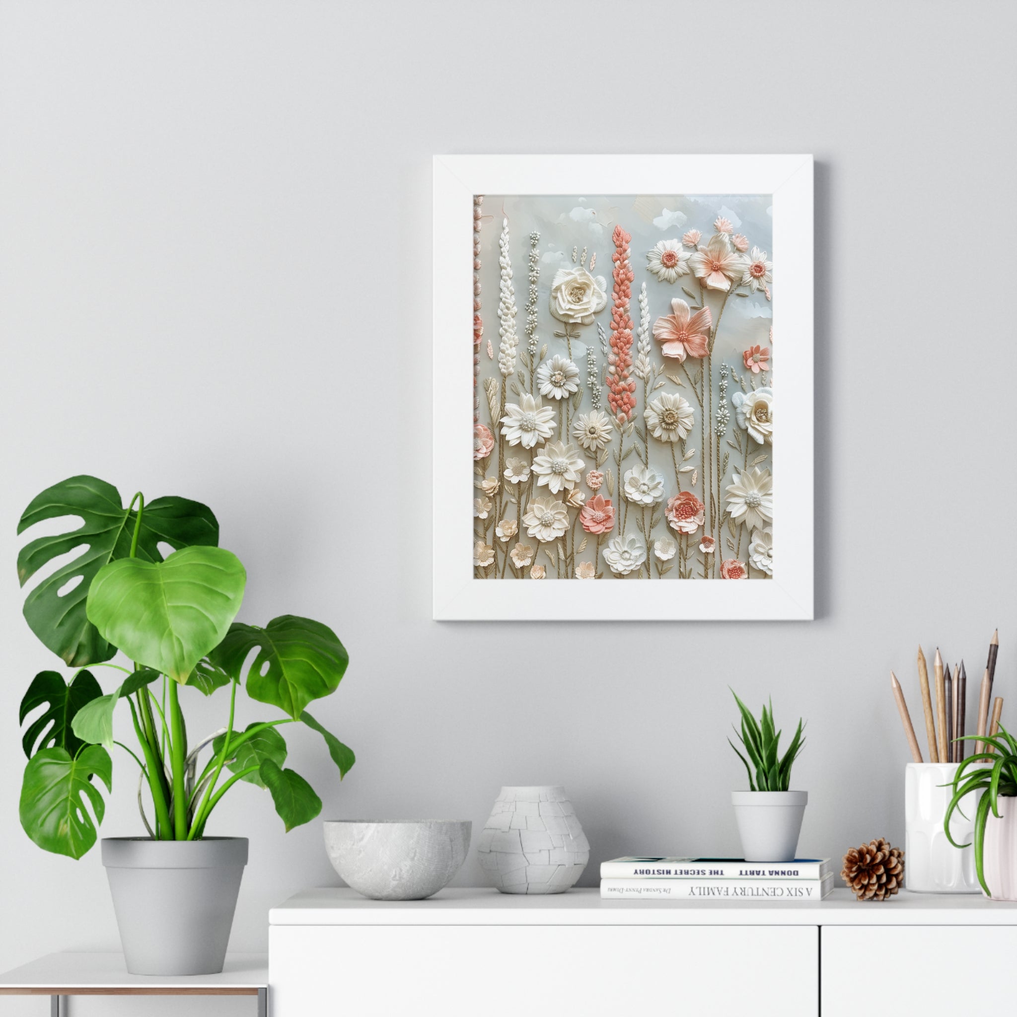 Delicate Pastel Floral Wall Art Captivating Blossom Patterns in Soft Hues and Elegant Home Décor Perfect for Living Rooms, Bedrooms, and Cozy Corners Encased in Black, White, or Walnut Frames with Durable Ready to Hang  Timelessly Crafted. - MRSBYVALLE