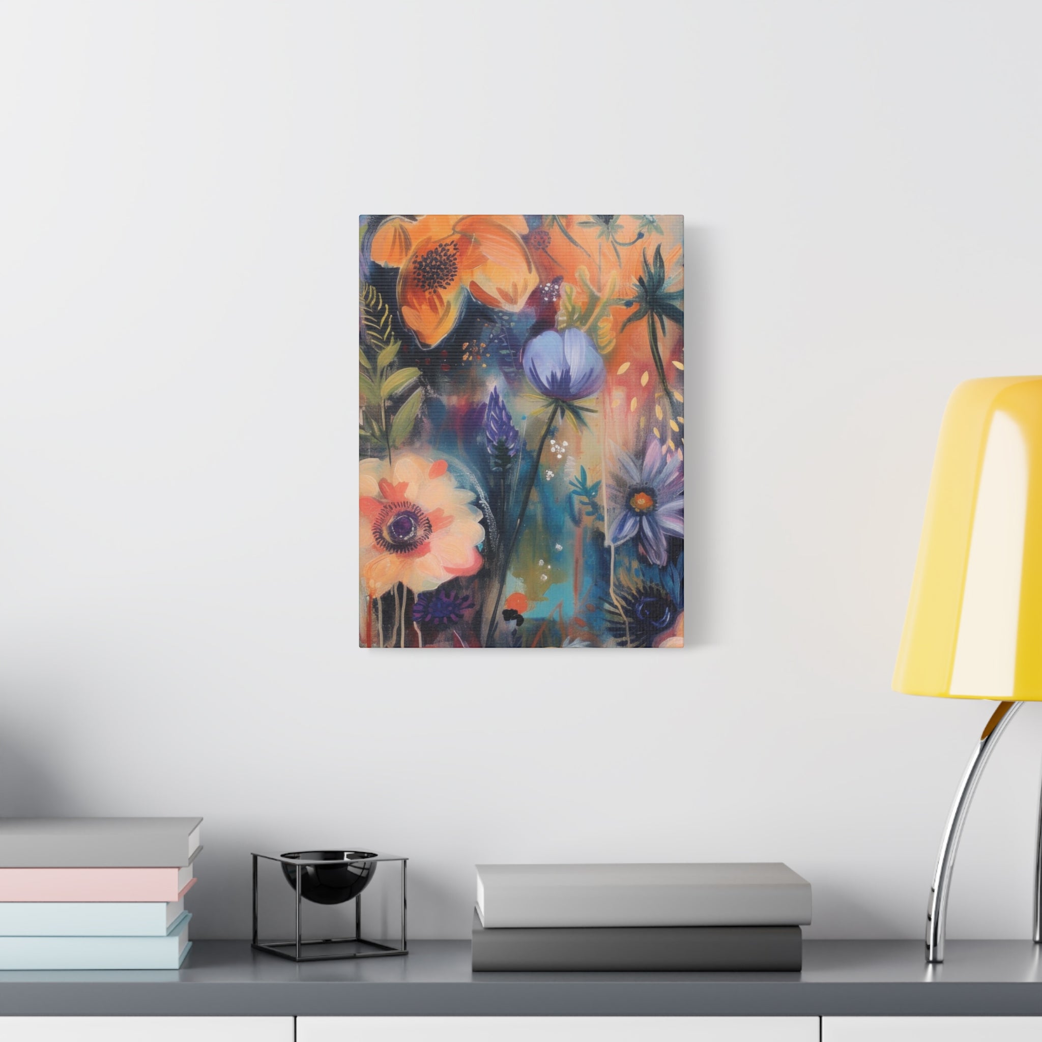 Boho Floral Wall Art Matte Canvas Stretched, Vibrant Botanical Design, Perfect for Living Room, Bedroom, or Office Decor, Adds a Stylish Touch to Any Space1.25" - MRSBYVALLE