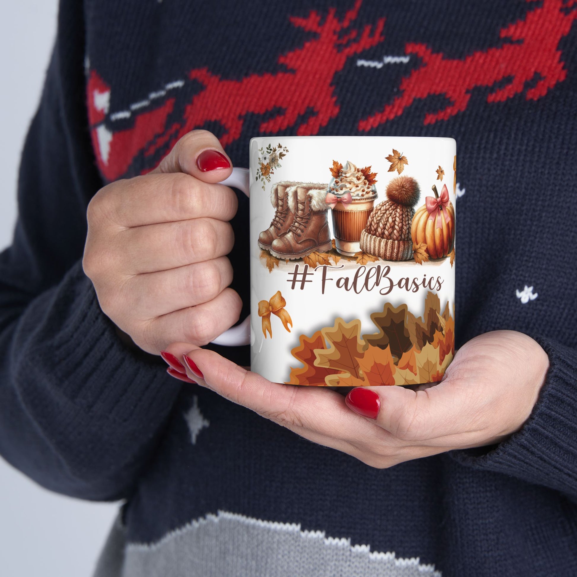 Fall Basic 11oz & 15oz Coffee Mugs – Autumn Leaves, Cozy Vibes, Perfect for Pumpkin Spice & Fall Lovers Dishwasher Safe, Microwave Friendly, Seasonal Mug Gift for Home & Office Morning Brew - MRSBYVALLE