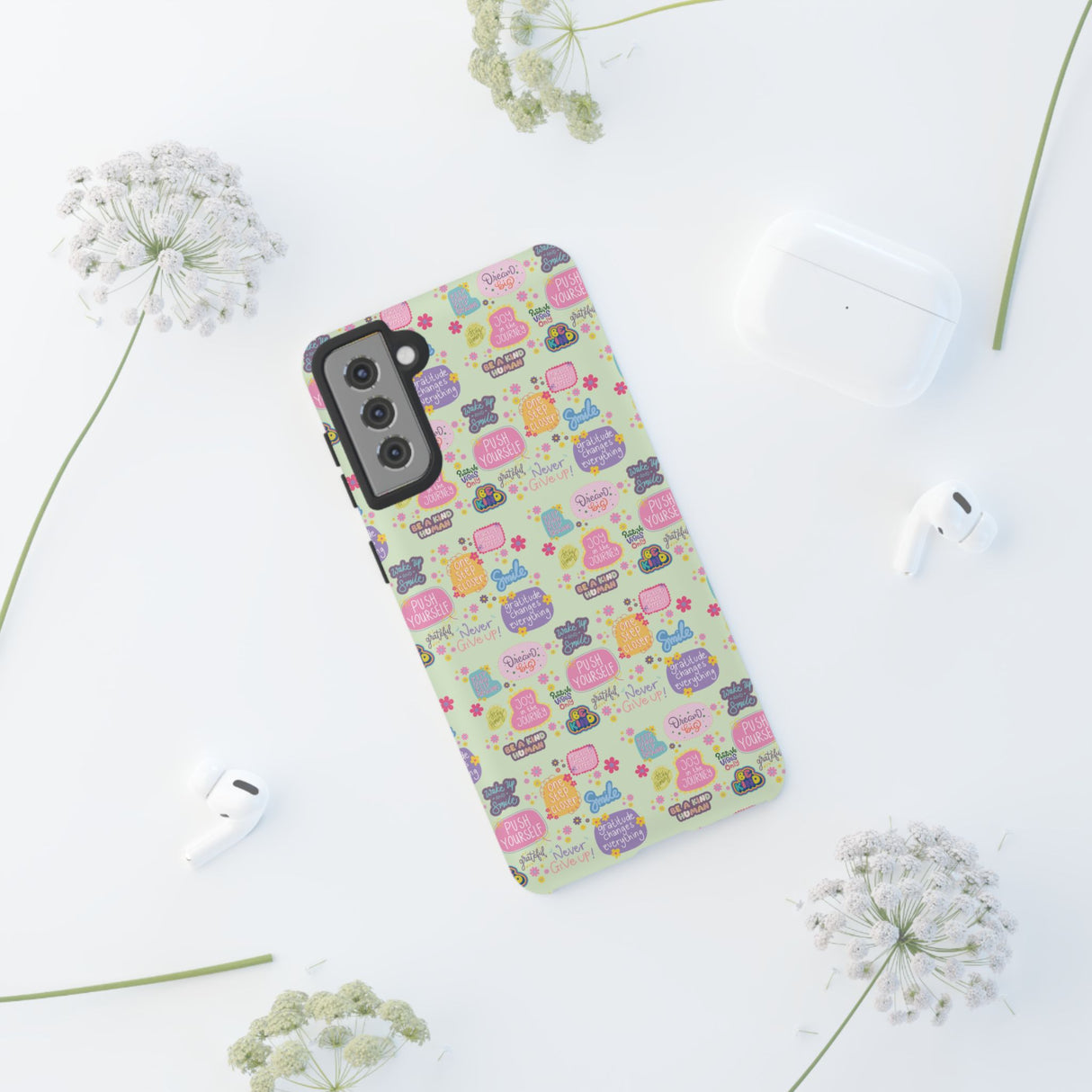 Good Vibes Only Protective Phone Case  Shockproof Slim Aesthetic Motivational Quote Cover, Positive Affirmation Gift for Mom, Teens & Besties | iPhone & Galaxy