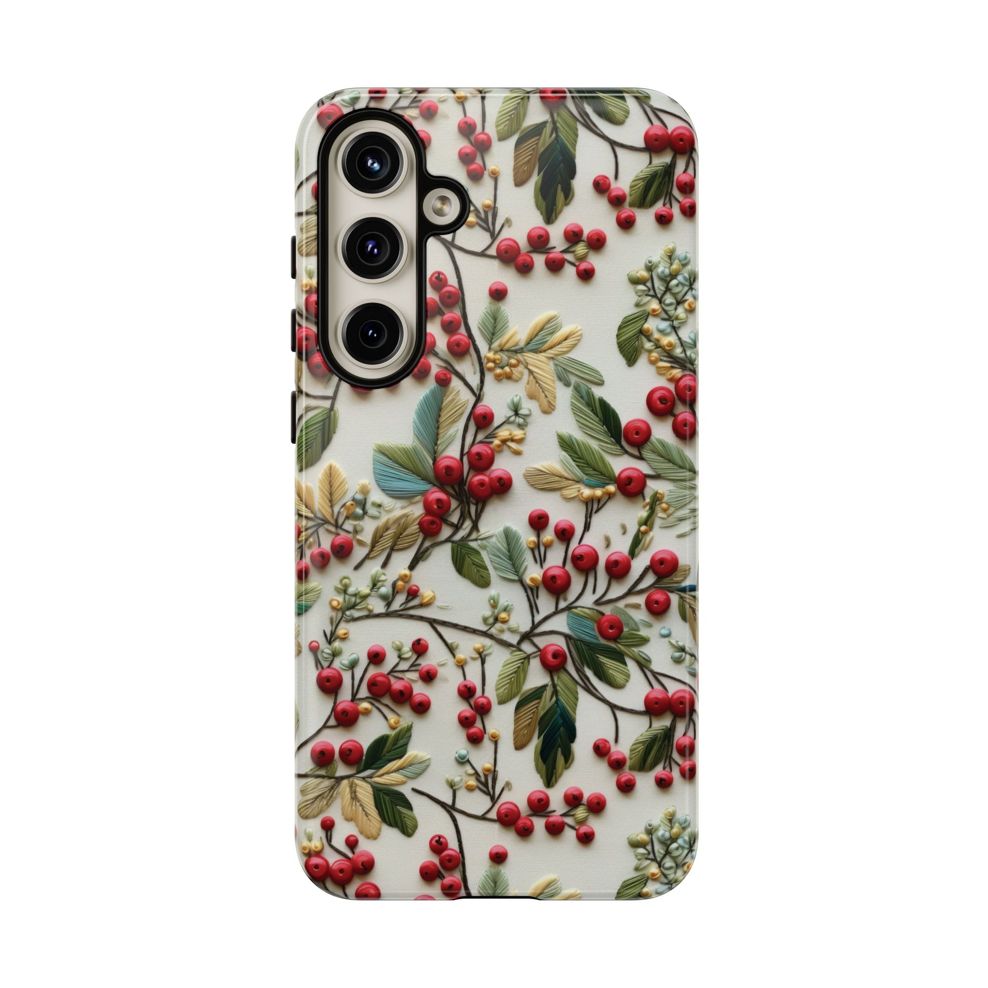 Holly Christmas Wildflowers Boho Chic Design Phone Case - Stylish, Protective Cover for All Models Gift for Mom Accessory Gift for Her
