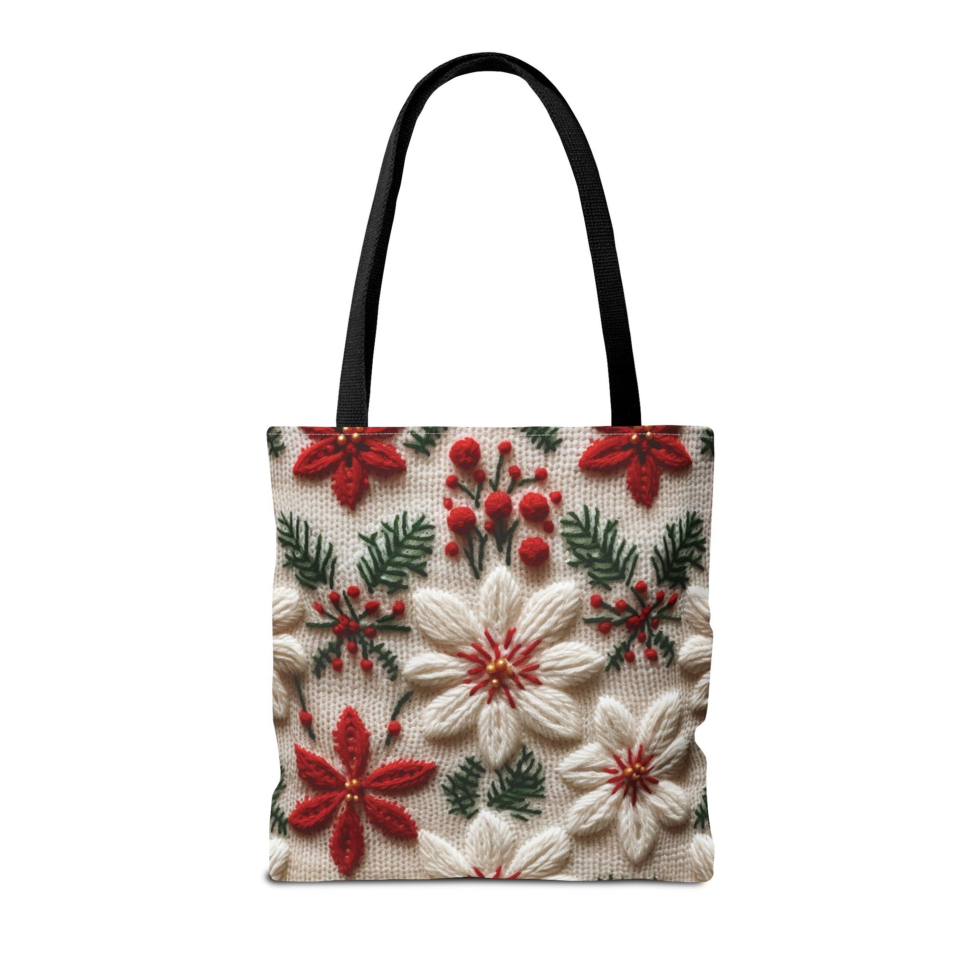 Festive Poinsettia Christmas Tote Stylish Holiday Bag for Shopping, Gifts, and Everyday Use - Durable, Reusable, and Perfect for Spreading Cheer This Holiday Season - MRSBYVALLE