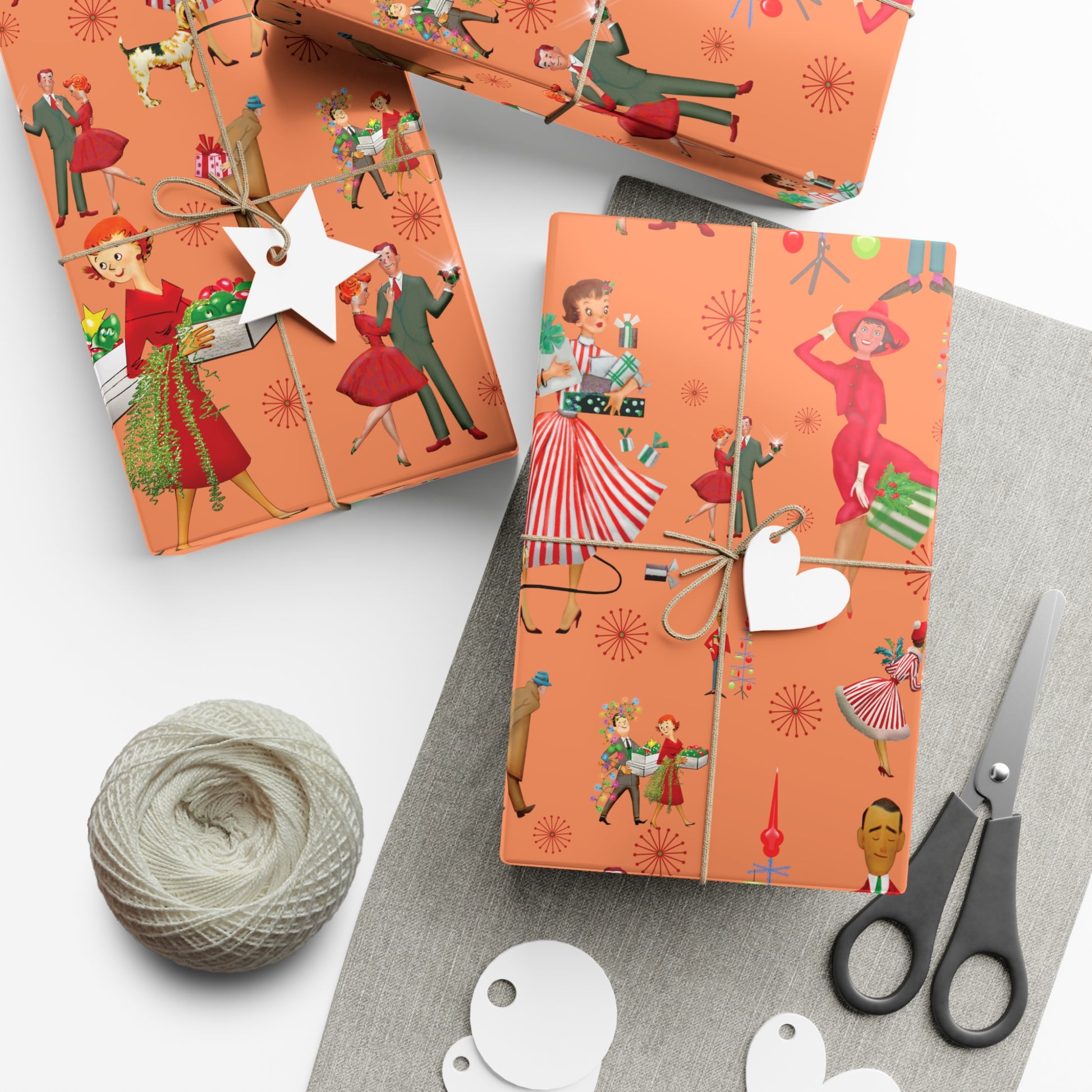 Christmas Vintage 50s Retro Wrapping Paper | Classic Holiday Designs | Nostalgic Gift Wrap | Mid-Century Holiday Patterns | Unique Retro Christmas Decorations | Festive Retro Style Christmas - MRSBYVALLE