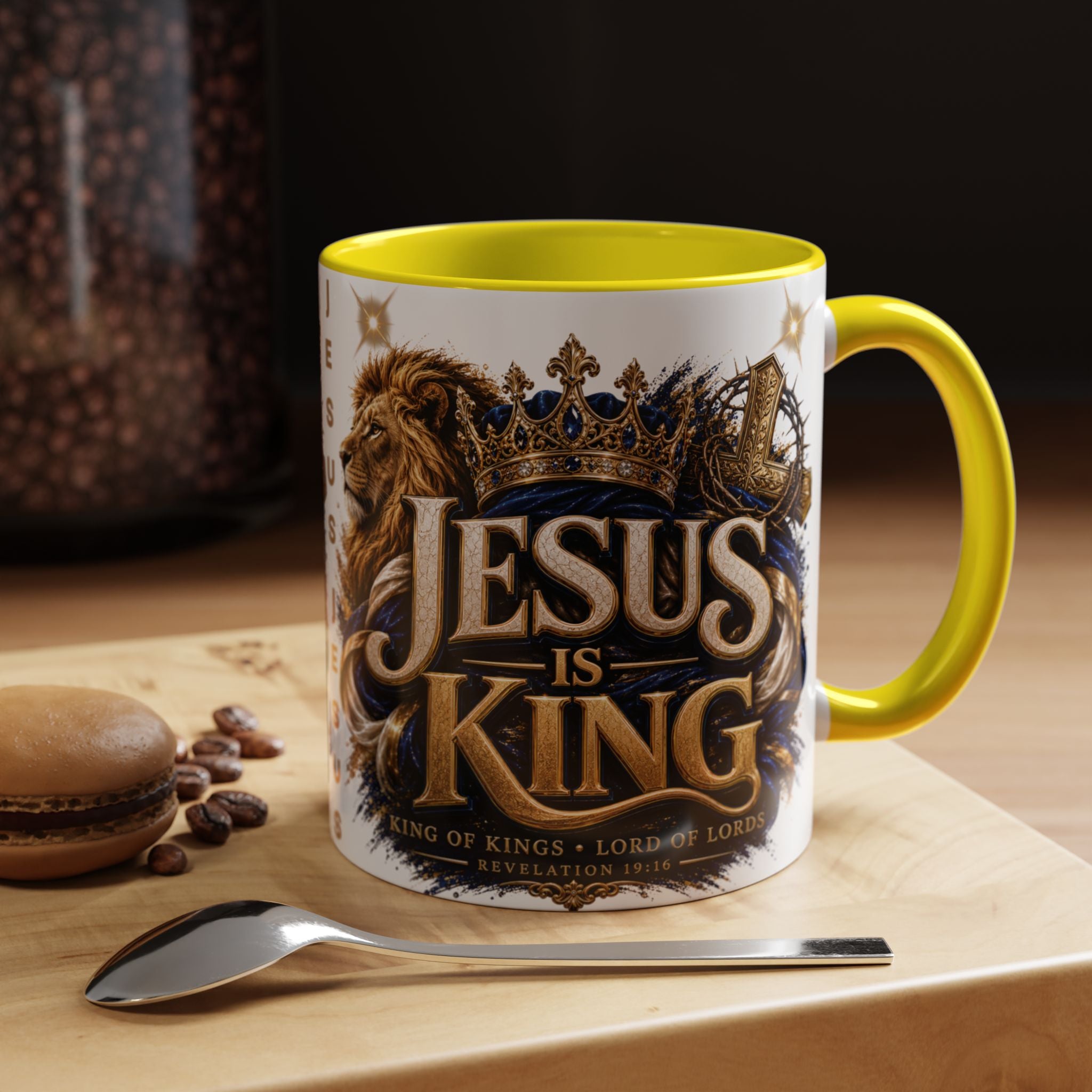 Jesus Is King Coffee Mug Christian Faith Accent Mug (11/15oz) Gift for Dad Mom