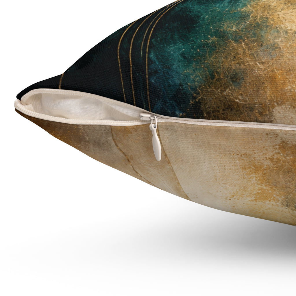 Gilded Convergence  Luxe NeoDeco Blue & Gold Accent Pillow Bedroom & Living Room Decor