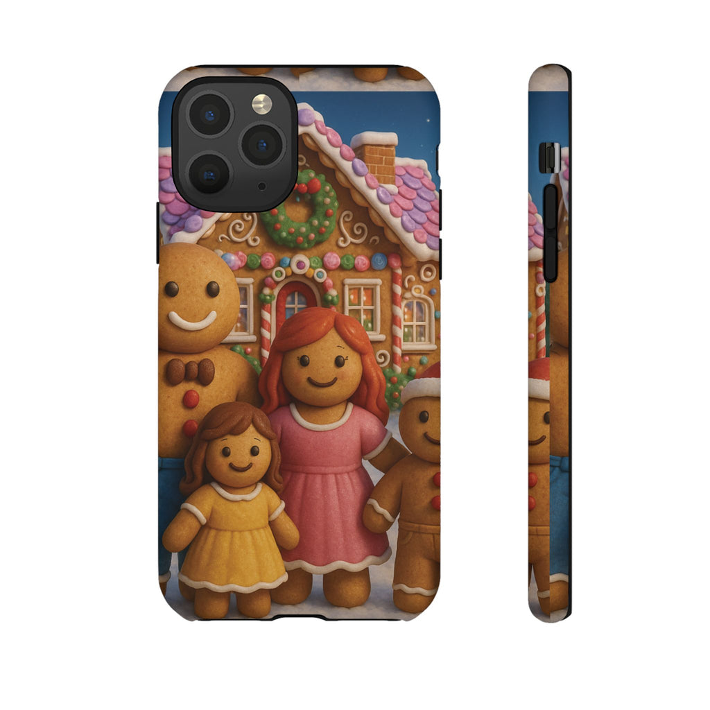 Coque de téléphone esthétique Famille en Pain d'Épices – Design d'inspiration vintage sur le thème de Noël – Étui stylé pour modèles iPhone et Samsung Galaxy