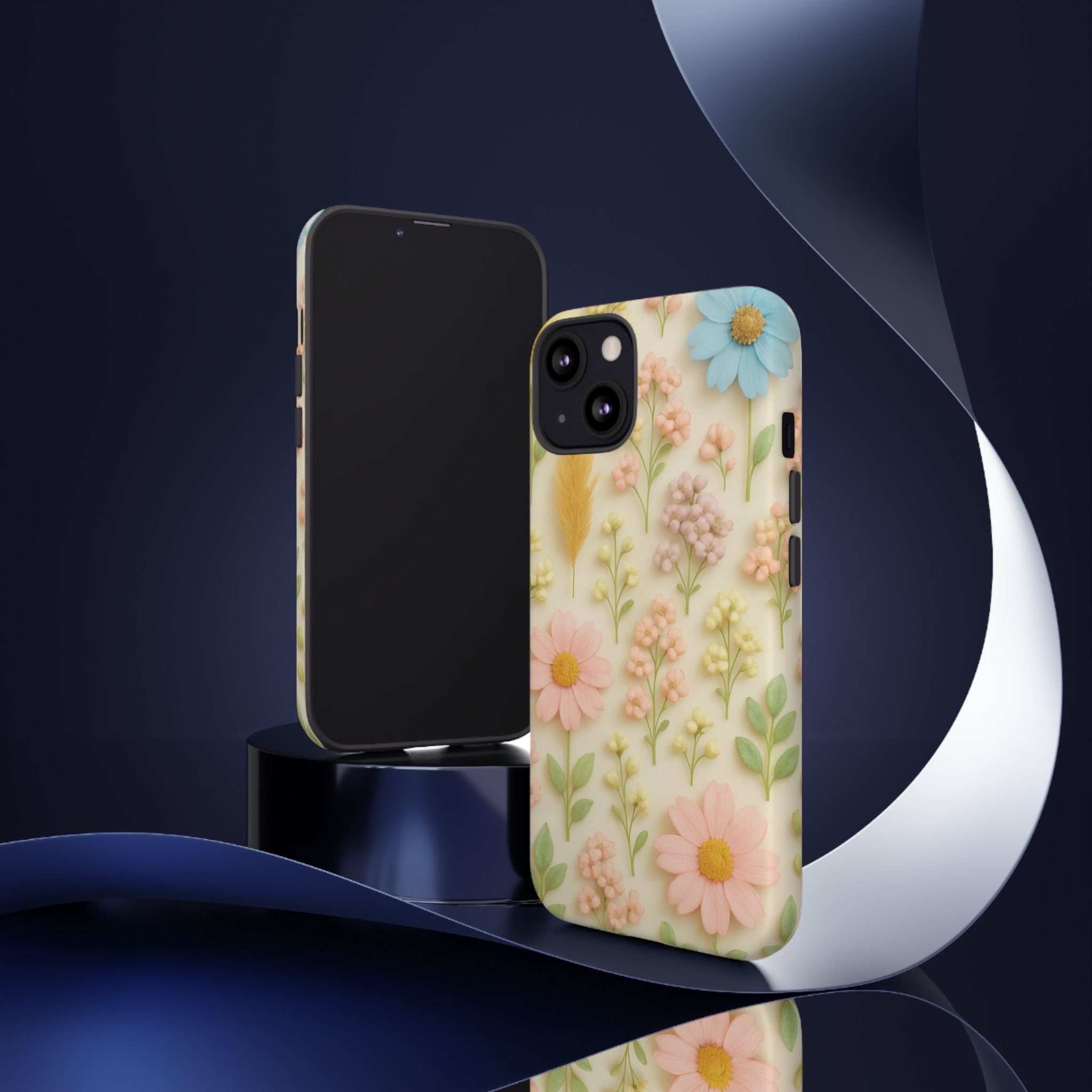 Pastel Dried Flowers Illusion Phone Case 3D Realistic Pressed Floral Design, Bright Botanical Aesthetic, Soft Nature-Inspired CoveriPhone & Galaxy