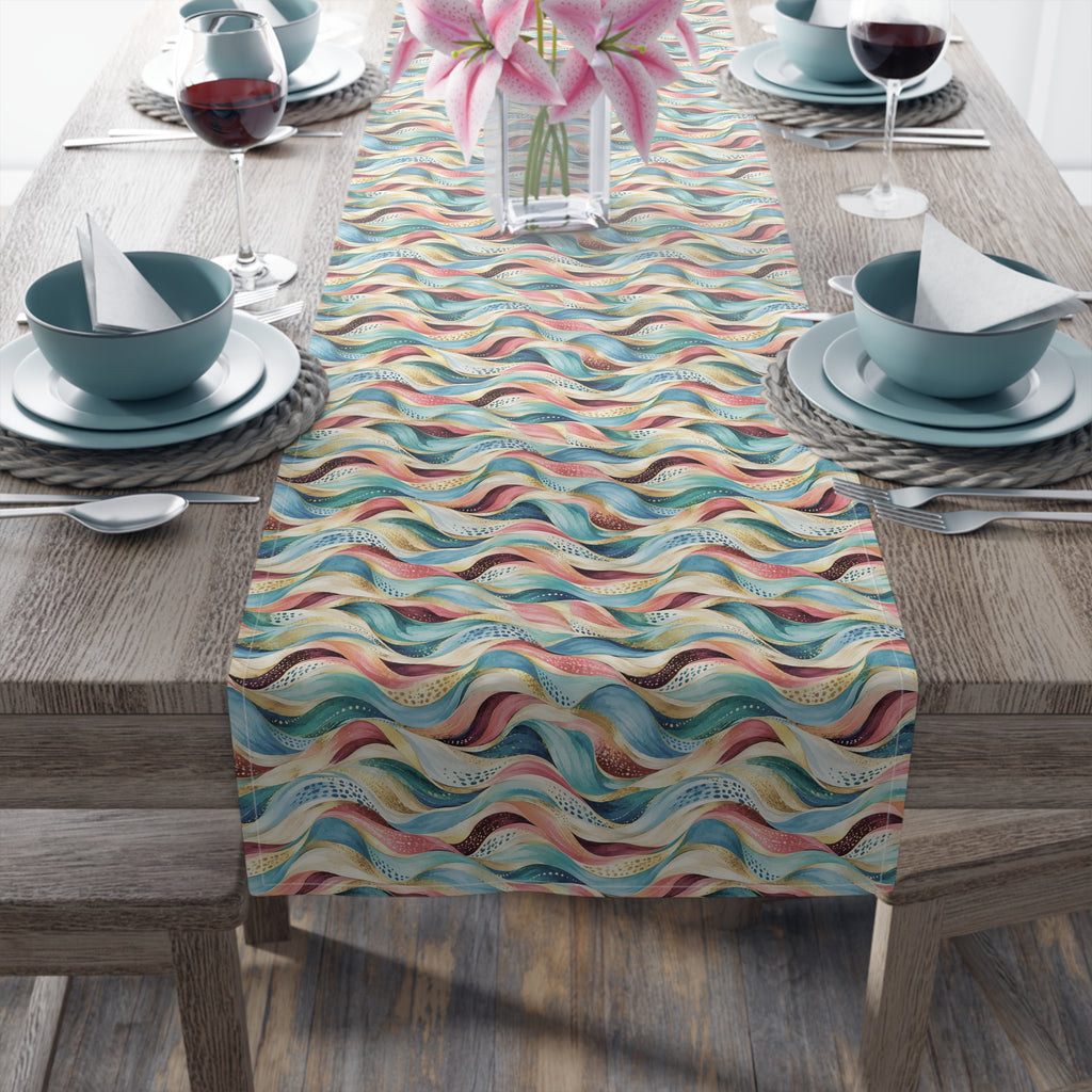 Retro Pastel Wave Table Runner