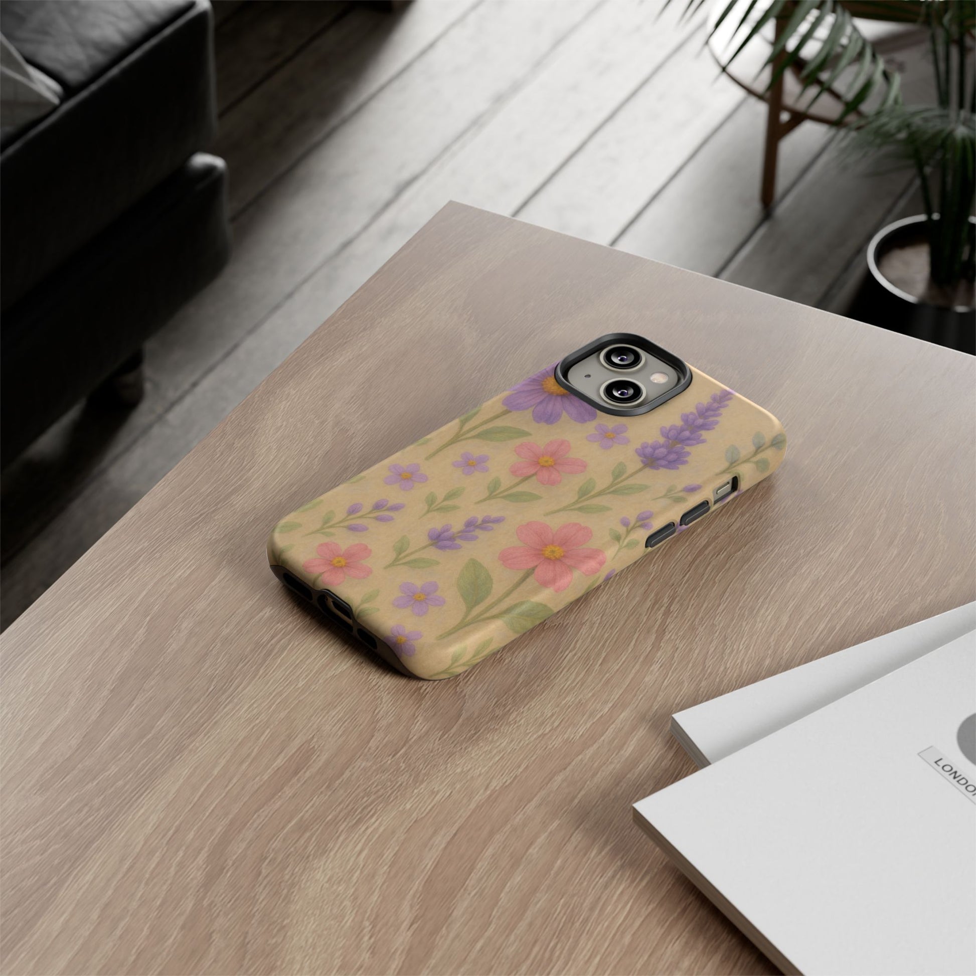 3D Illusion Wildflower Phone Case Cute Pastel Floral Design in Lavender, Pink, Mint Green – Aesthetic Protective Case for iPhone and  Android