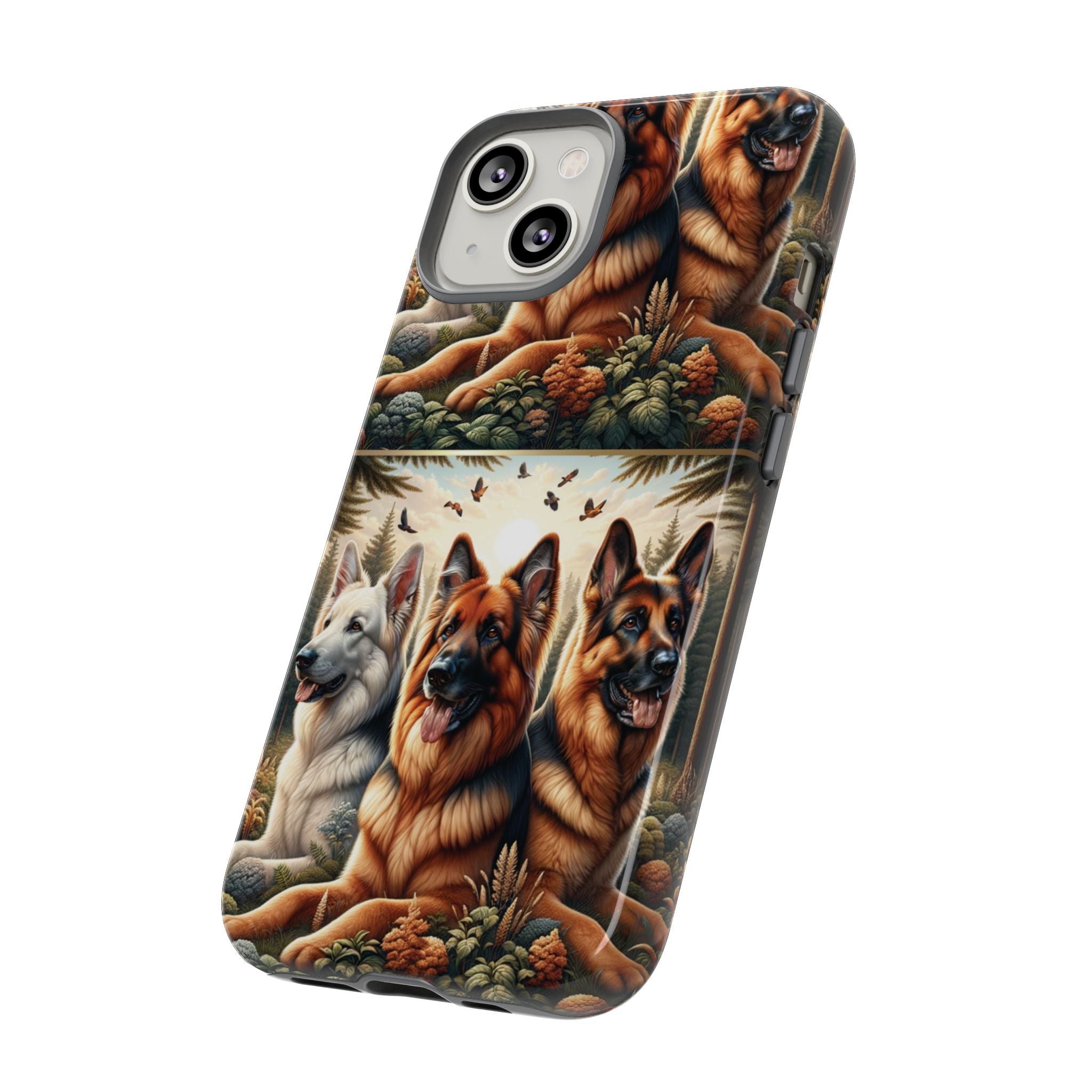 German Shepherd Phone Tough Case Floral Elegant Durable Dog Lover Devices iPhone 15, Samsung iPhone Samsung Accessory Gift for Her