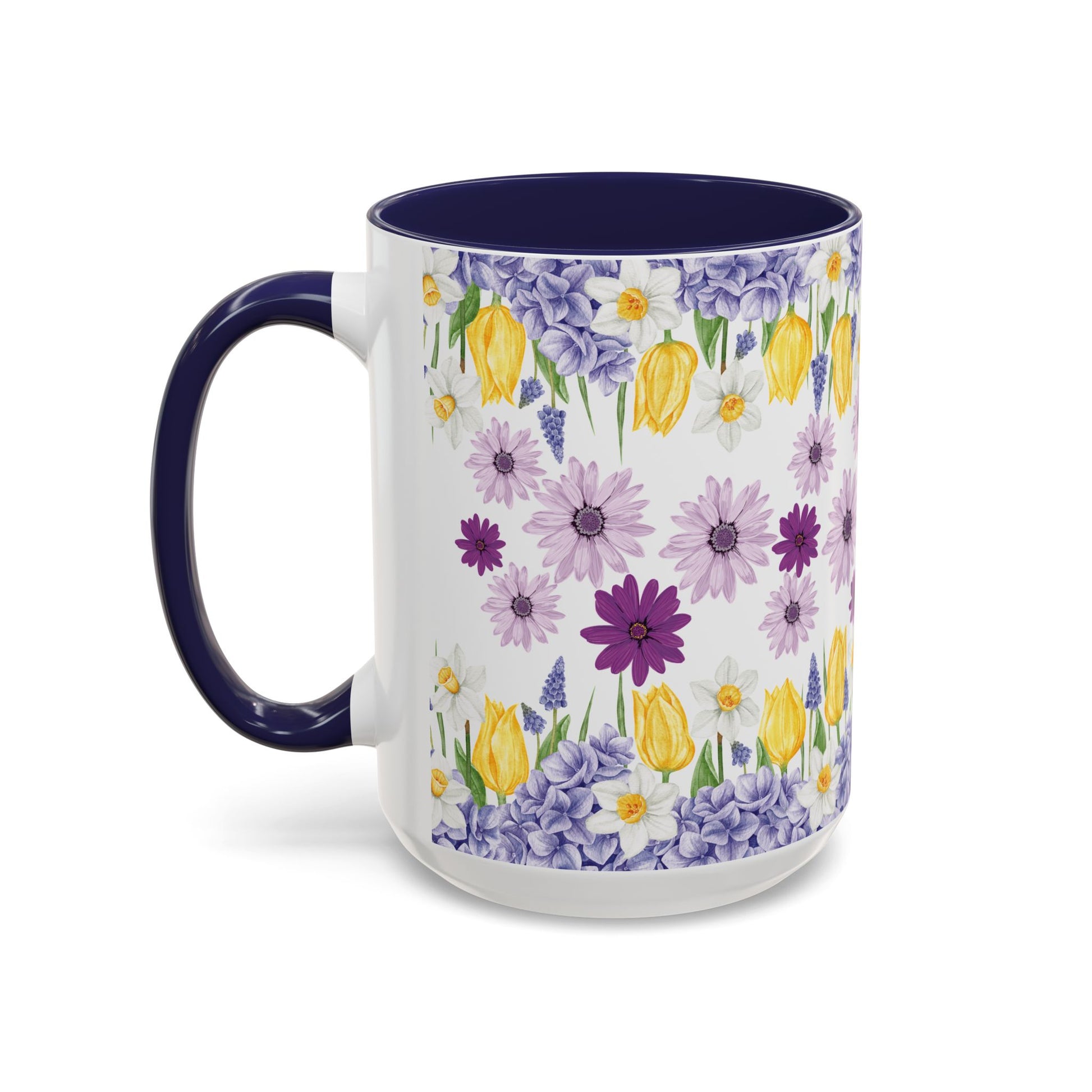 Botanical Floral Mug  Lavender & Yellow Flowers, Ceramic 11oz & 15oz Cup, Ideal Gift for Coffee Lovers, Mother's Day, or Cozy Spring Mornings