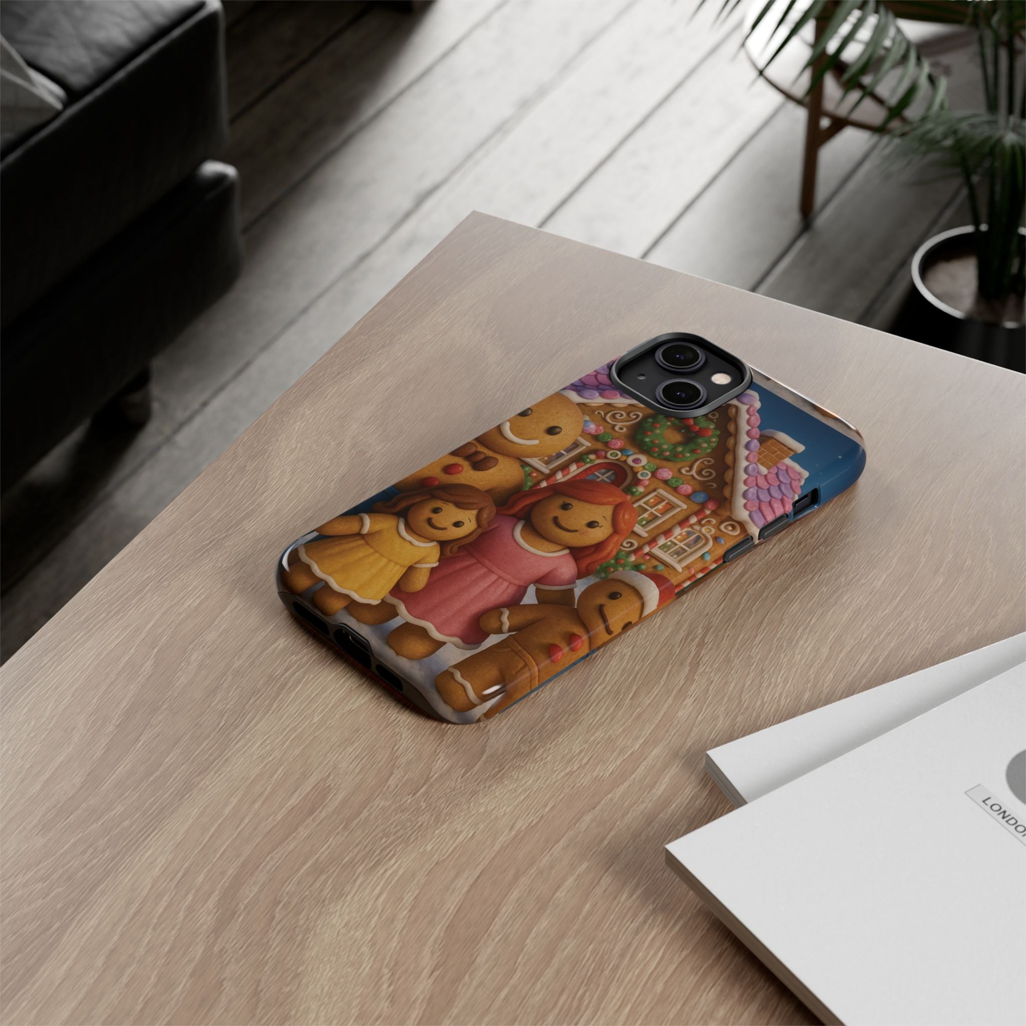 Coque de téléphone esthétique Famille en Pain d'Épices – Design d'inspiration vintage sur le thème de Noël – Étui stylé pour modèles iPhone et Samsung Galaxy