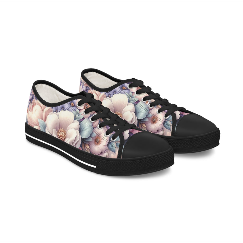Women's Low Top Sneakers Breathable Polyester Canvas, Lightweight Stylish Floral Pastel Design, Comfortable All-Day Wear, Perfect for Walking and Everyday Activities - MRSBYVALLE