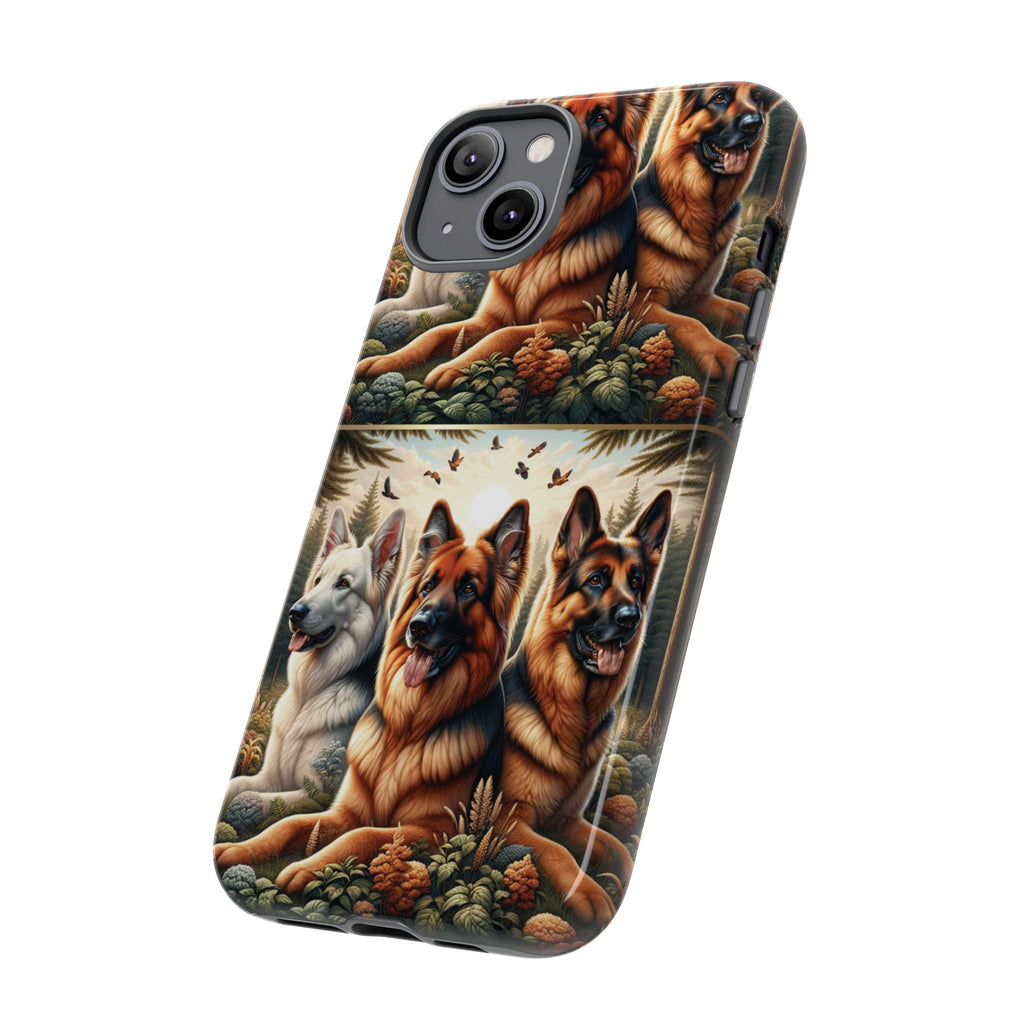 German Shepherd Phone Tough Case Floral Elegant Durable Dog Lover Devices iPhone 15, Samsung iPhone Samsung Accessory Gift for Her