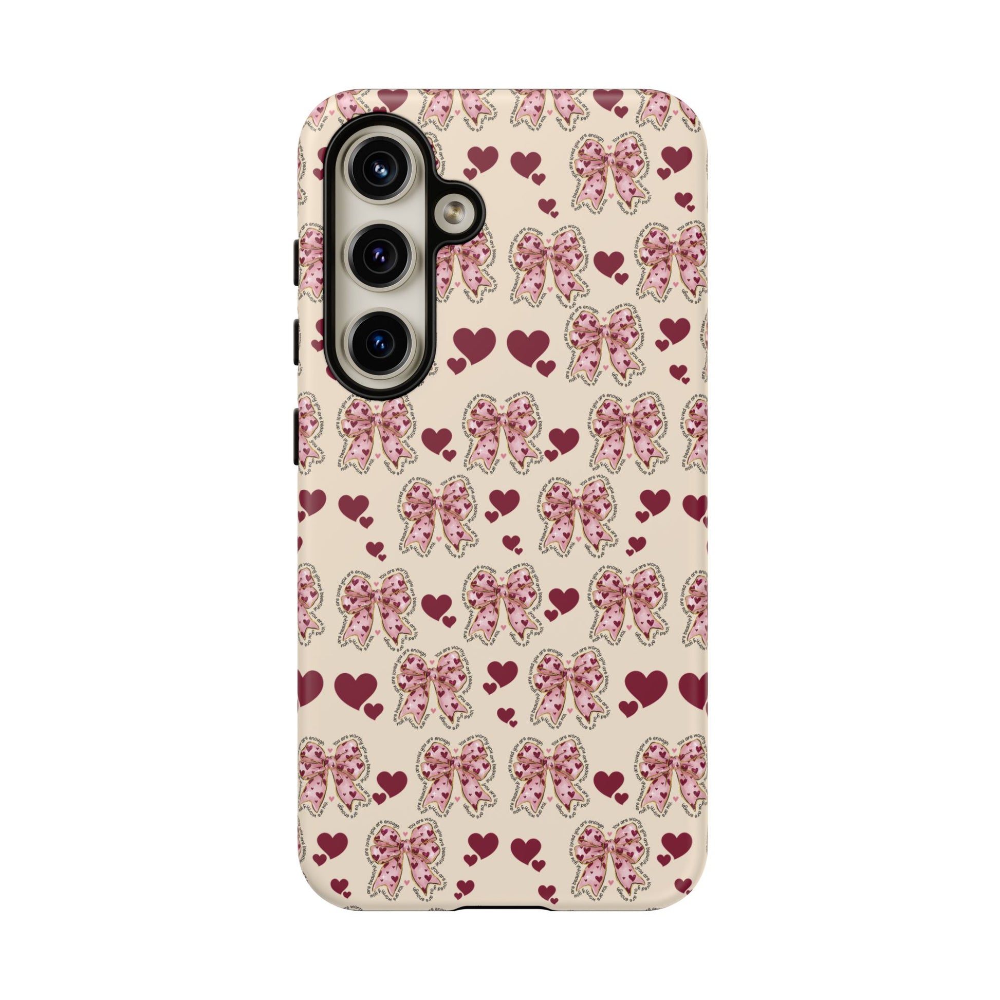 Charming Hearts & Pink Bows Phone Case Stylish & Durable Protection for Your Device | Scratch-Resistant, Slim Fit, and Lightweight Design for Everyday Use for iPhone & Android | Fresh Nature-Inspired Design!