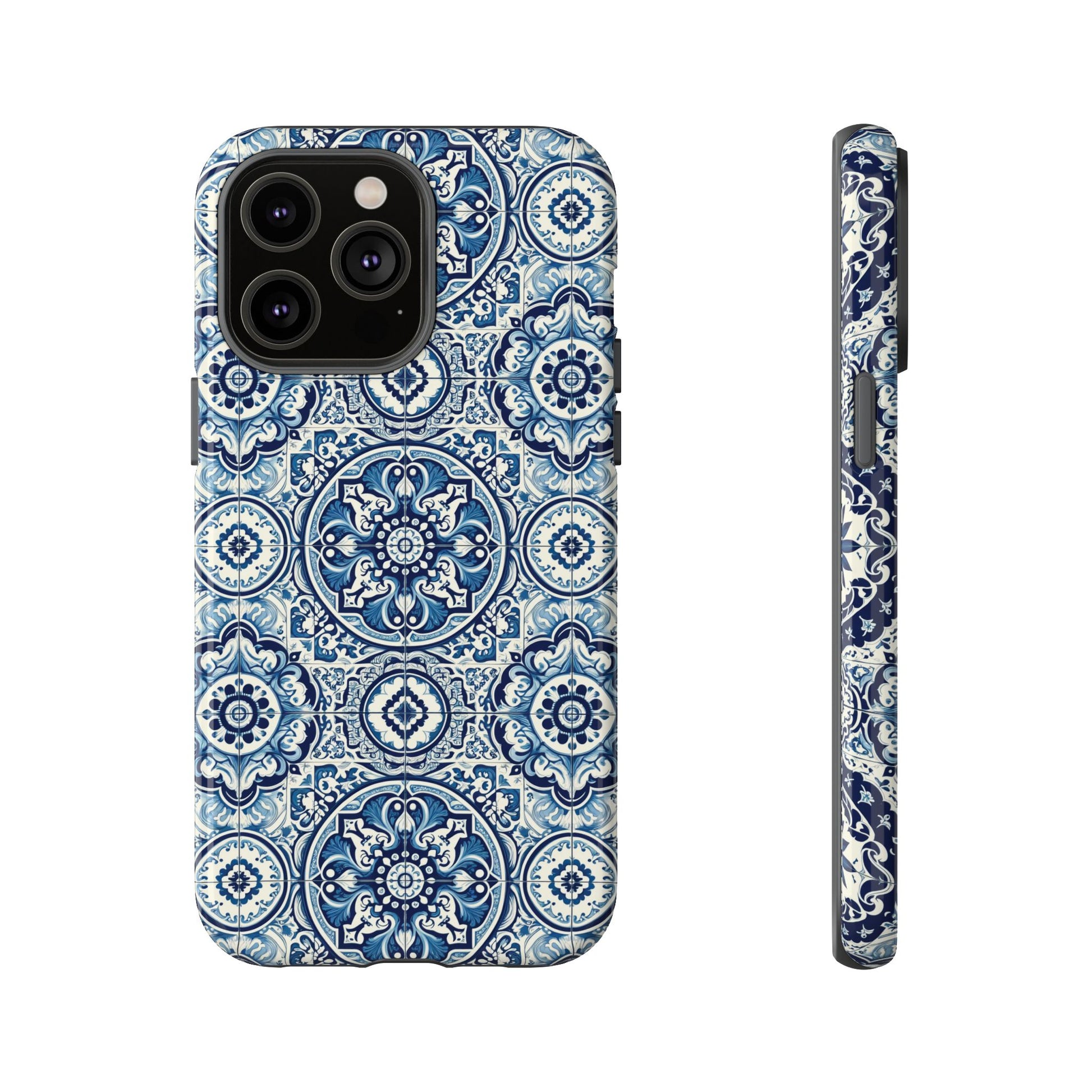 Azulejo Tile Phone Case Elegant Mediterranean Blue Porcelain Design iPhone 17, 16, 15, Samsung iPhone Samsung Accessory Gift for Her