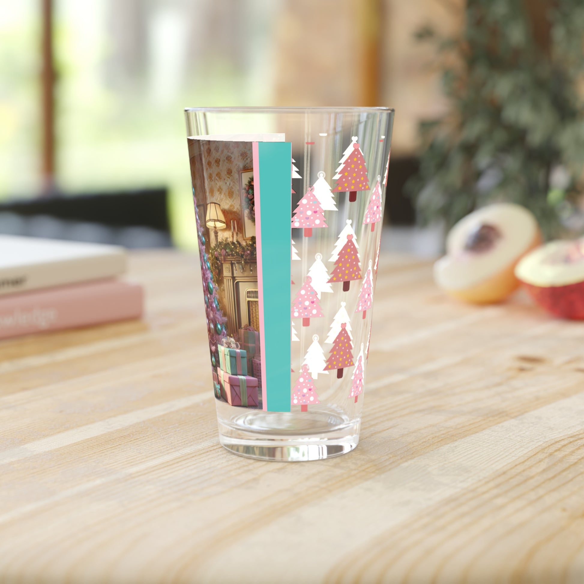 Pink Best Christmas Theme 16oz Pint Glass Festive Holiday Design, Perfect for Seasonal Drinks, Cheerful Decor, Ideal Gift for Christmas Celebrations and PartiesElegance Durable, High-Quality Glassware Perfect for Parties - MRSBYVALLE
