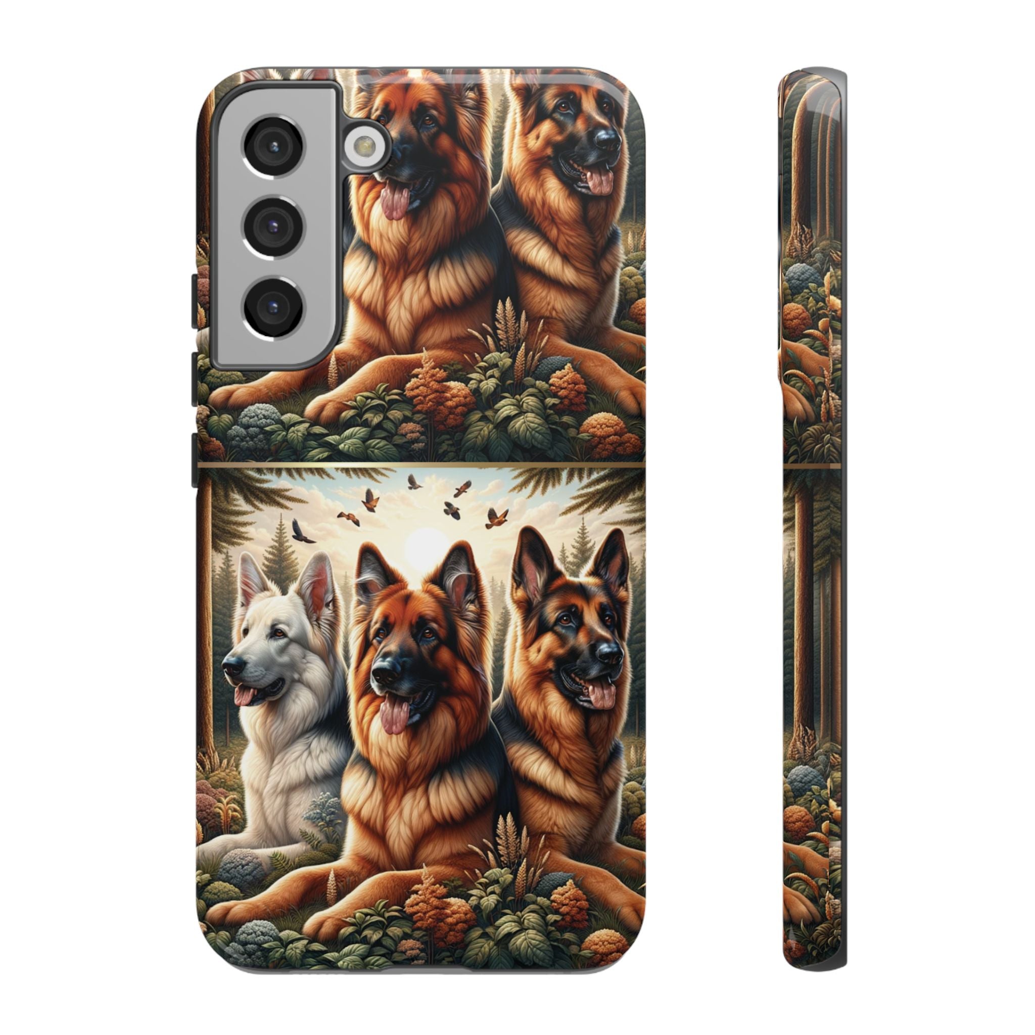 German Shepherd Phone Tough Case Floral Elegant Durable Dog Lover Devices iPhone 15, Samsung iPhone Samsung Accessory Gift for Her