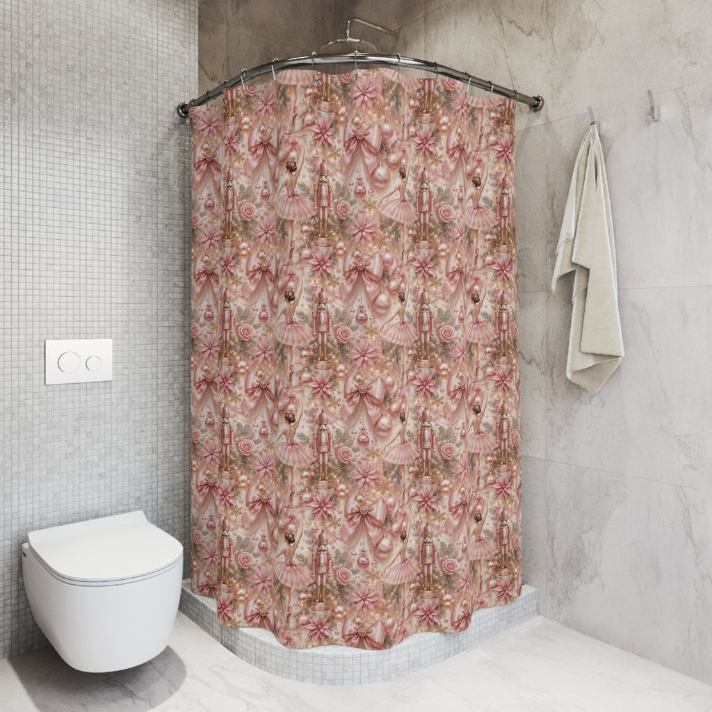 Shower Curtains - Pink Nutcracker Ballet Elegant Christmas Theme Housewarming
