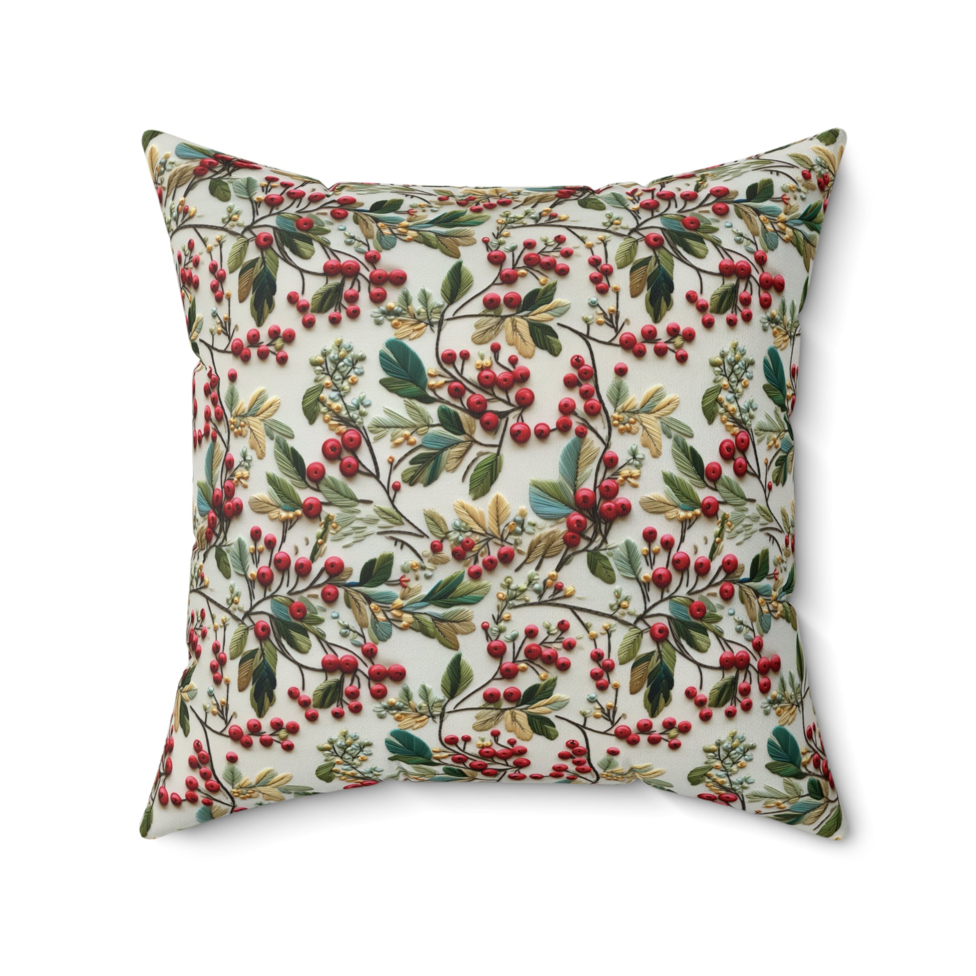 Housewarming Gift Christmas Holly Floral Design Square Decorative Pillow Elegant Home Accent Home Decor | Premium Quality, Soft, and Durable | Perfect for Couch, Bed, or Chair | Elegant Bedrooms Pillow Gift New House, Bridal Shower Gift - MRSBYVALLE