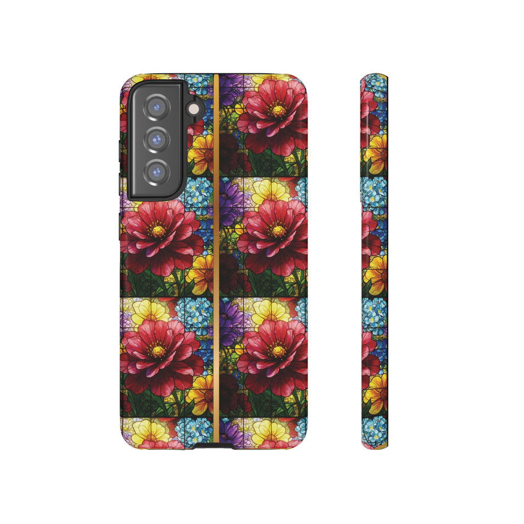 Stained Glass Illusion Floral Phone Case  3D Colorful Flower Design, Protective Christian Gift, Fits iPhone, Samsung, Google Pixel