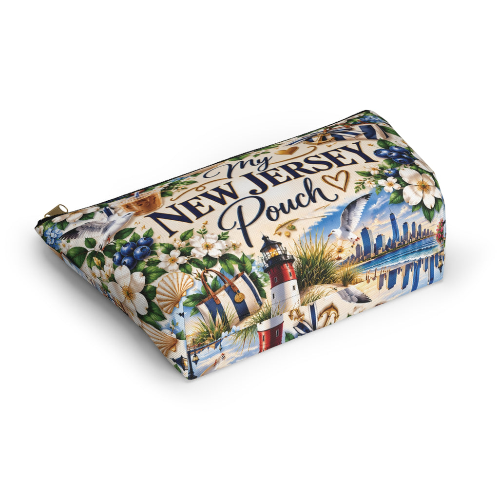 My New Jersey Pouch — Coastal Accessory Pouch with T‑Bottom (Beach Floral Design)