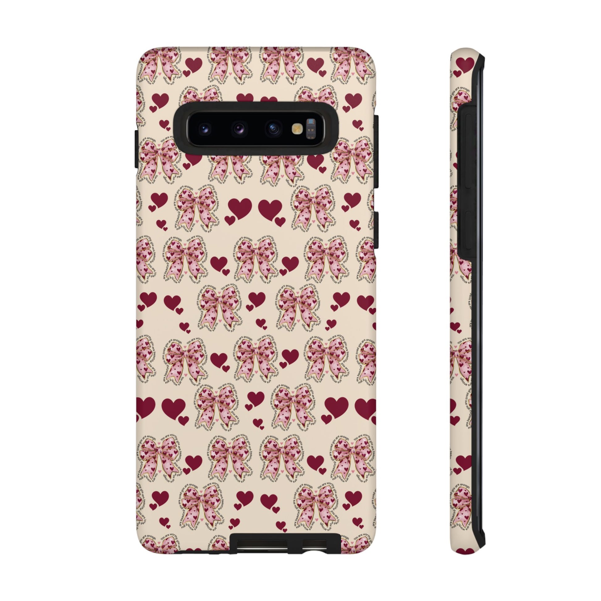 Charming Hearts & Pink Bows Phone Case Stylish & Durable Protection for Your Device | Scratch-Resistant, Slim Fit, and Lightweight Design for Everyday Use for iPhone & Android | Fresh Nature-Inspired Design!