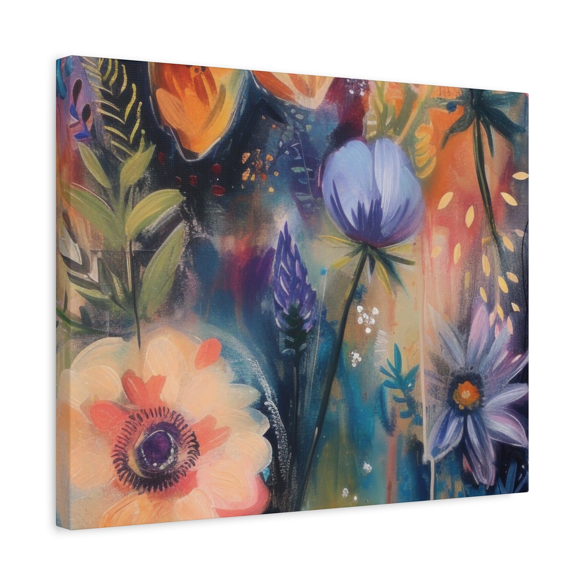 Boho Floral Wall Art Matte Canvas Stretched, Vibrant Botanical Design, Perfect for Living Room, Bedroom, or Office Decor, Adds a Stylish Touch to Any Space1.25" - MRSBYVALLE