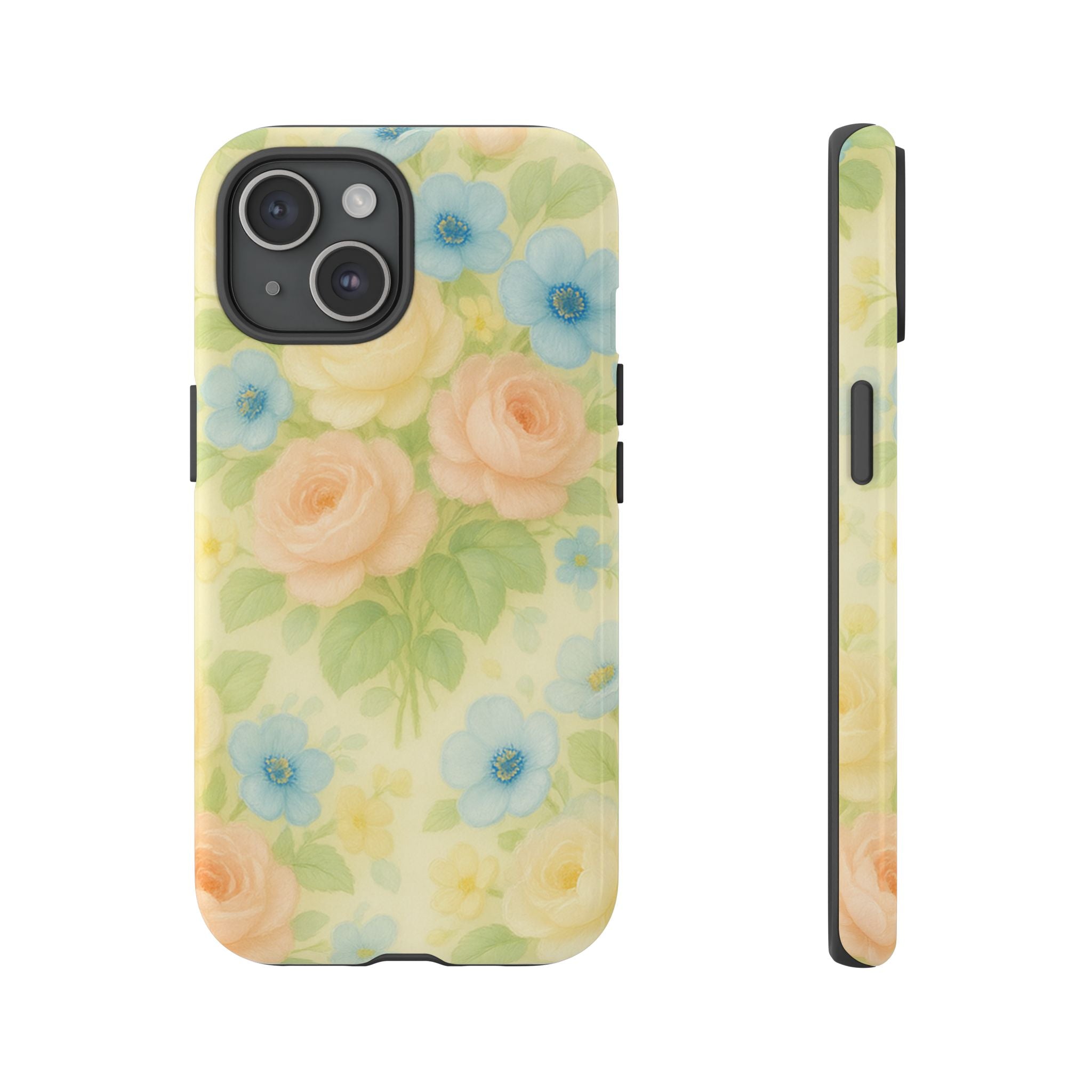 Pastel Yellow Vintage Floral Phone Case  Romantic Cottagecore Aesthetic, Soft Botanical Design, Protective Gift for Her, Fits iPhone & Samsung Models