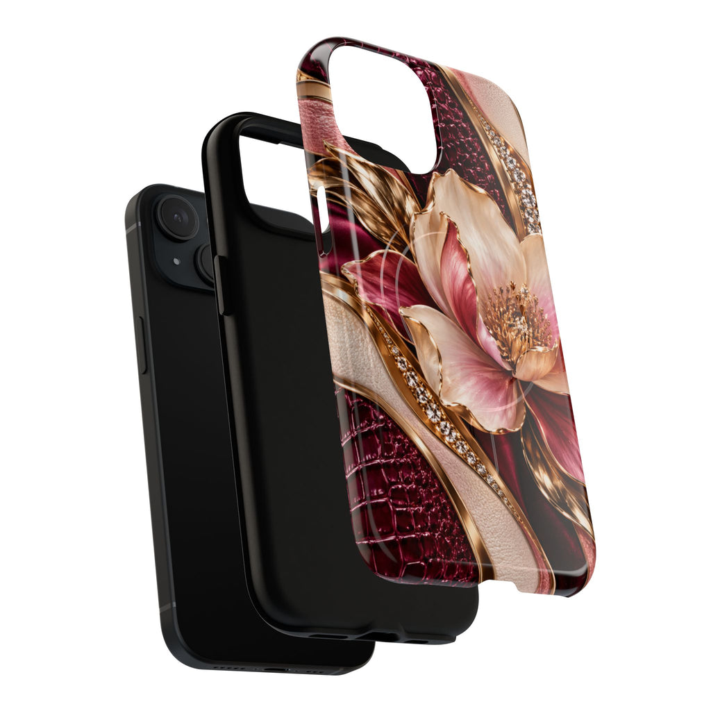 Magnetic Tough Phone Case — Vintage Rose Floral Armor