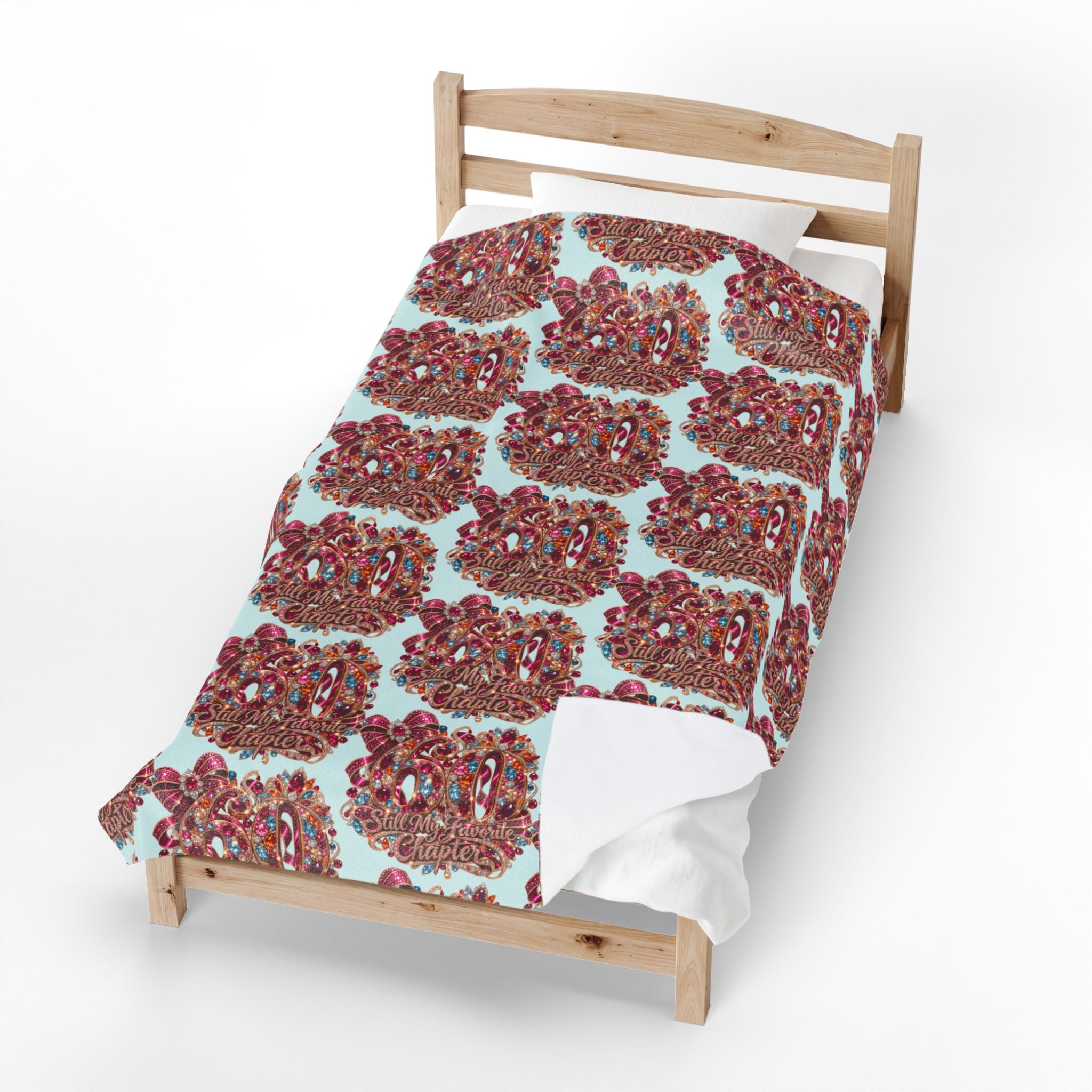 Plush Blanket — Retro Candy Heart Pattern "Sweet Chapter" Velveteen Throw 60 Gift