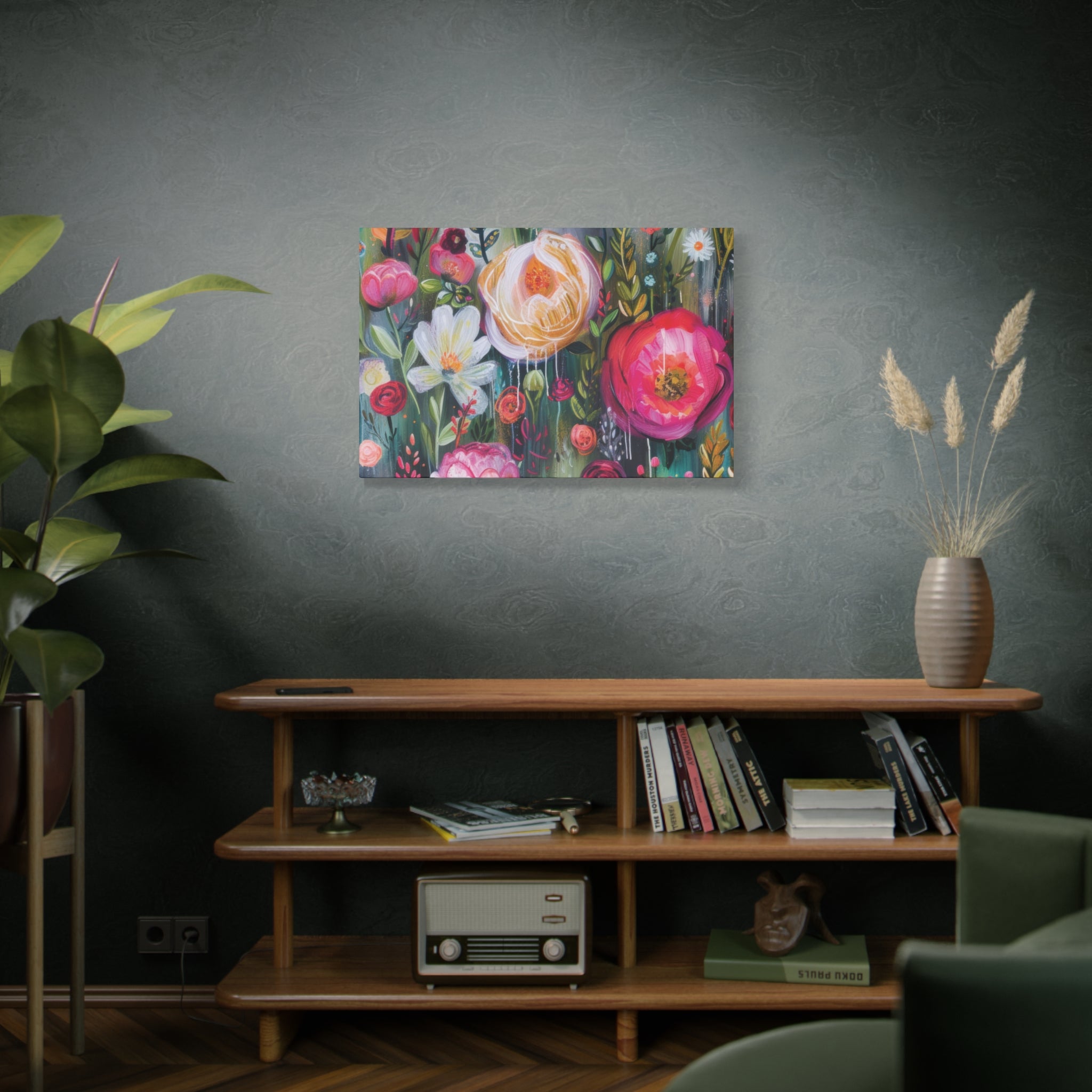 Watercolor Boho Floral Wall Art Matte Canvas Stretched, Vibrant Botanical Design, Perfect for Living Room, Bedroom, or Office Decor, Adds a Stylish Touch to Any Space - MRSBYVALLE