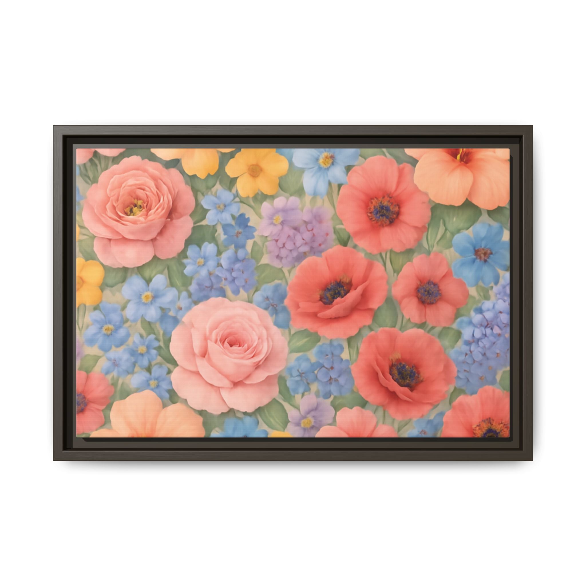 Luxury Framed Floral Canvas – Bold Multi-Color Botanical Wall Art, Elegant Nature-Inspired Accent for Living Room, Bedroom, or Office Décor Gift for Mom