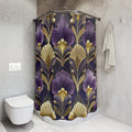 Purple Imperial Art Deco Gold & Navy Shower Curtain — Geometric Luxury Bathroom Decor