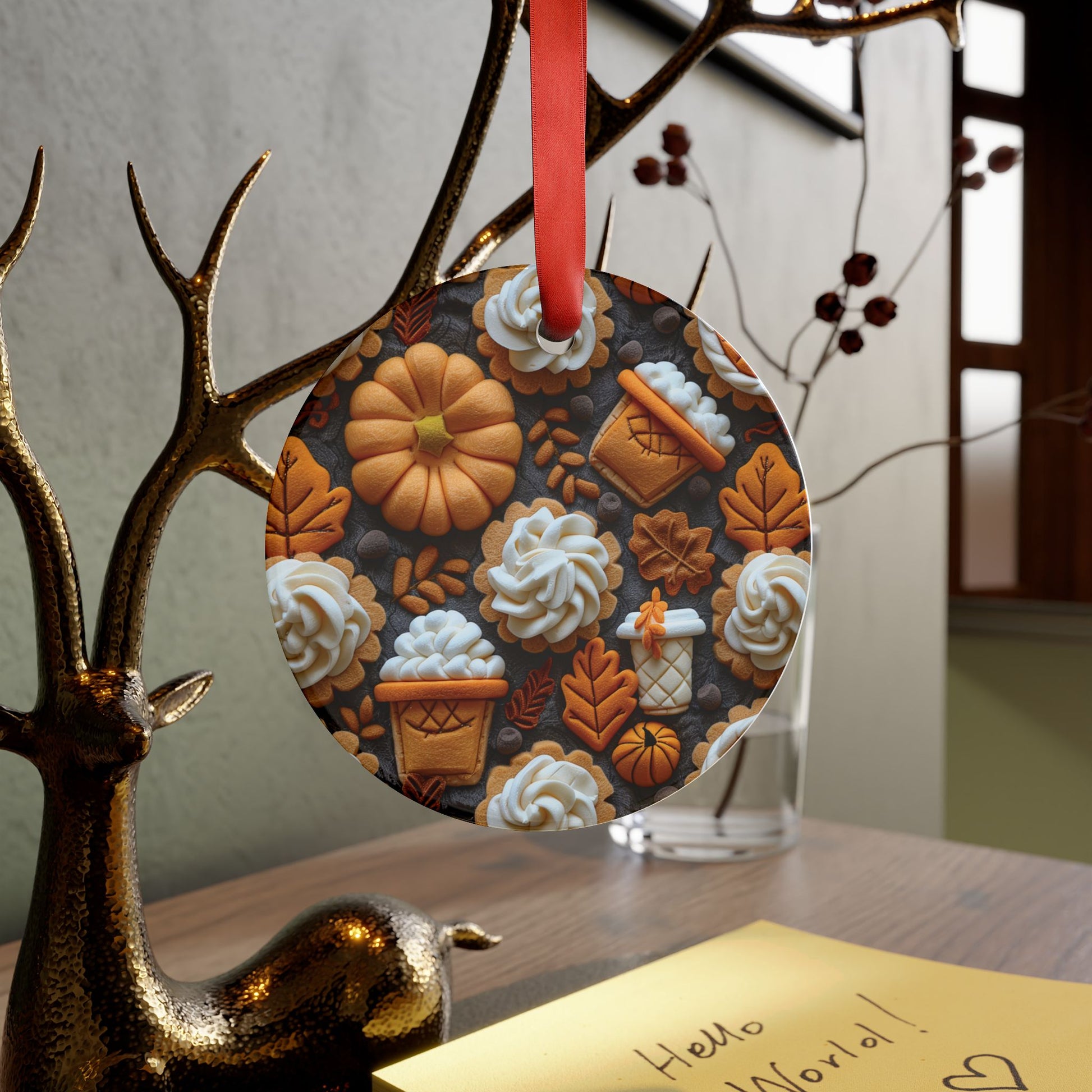Fall Charming 3D Clay Pumpkin Spice Illusion House Ornament Festive Holiday Captivating Optical Perfect for Christmas Tree, Gift Acrylic with Ribbon Perfect Gift for Tree, Home, Holiday Keepsake Ideal for Tree Trimming - MRSBYVALLE