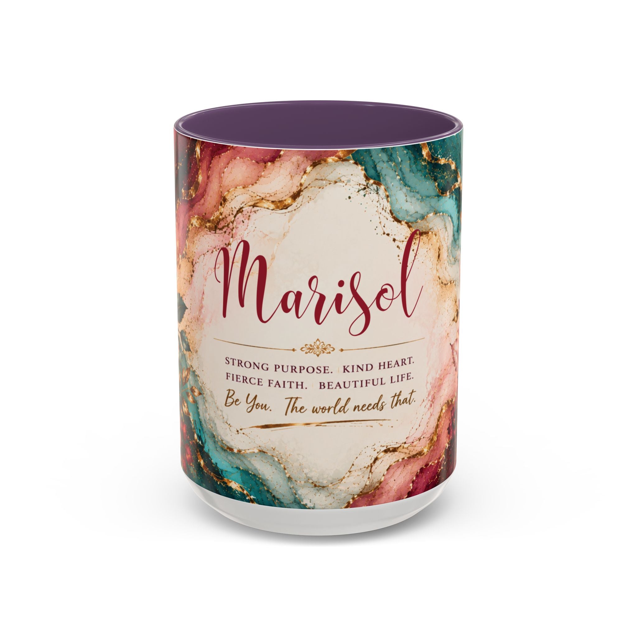 Personalized Name Mug for Women, Inspirational Color Handle Coffee Mug, 11 oz or 15 oz Gift for Her