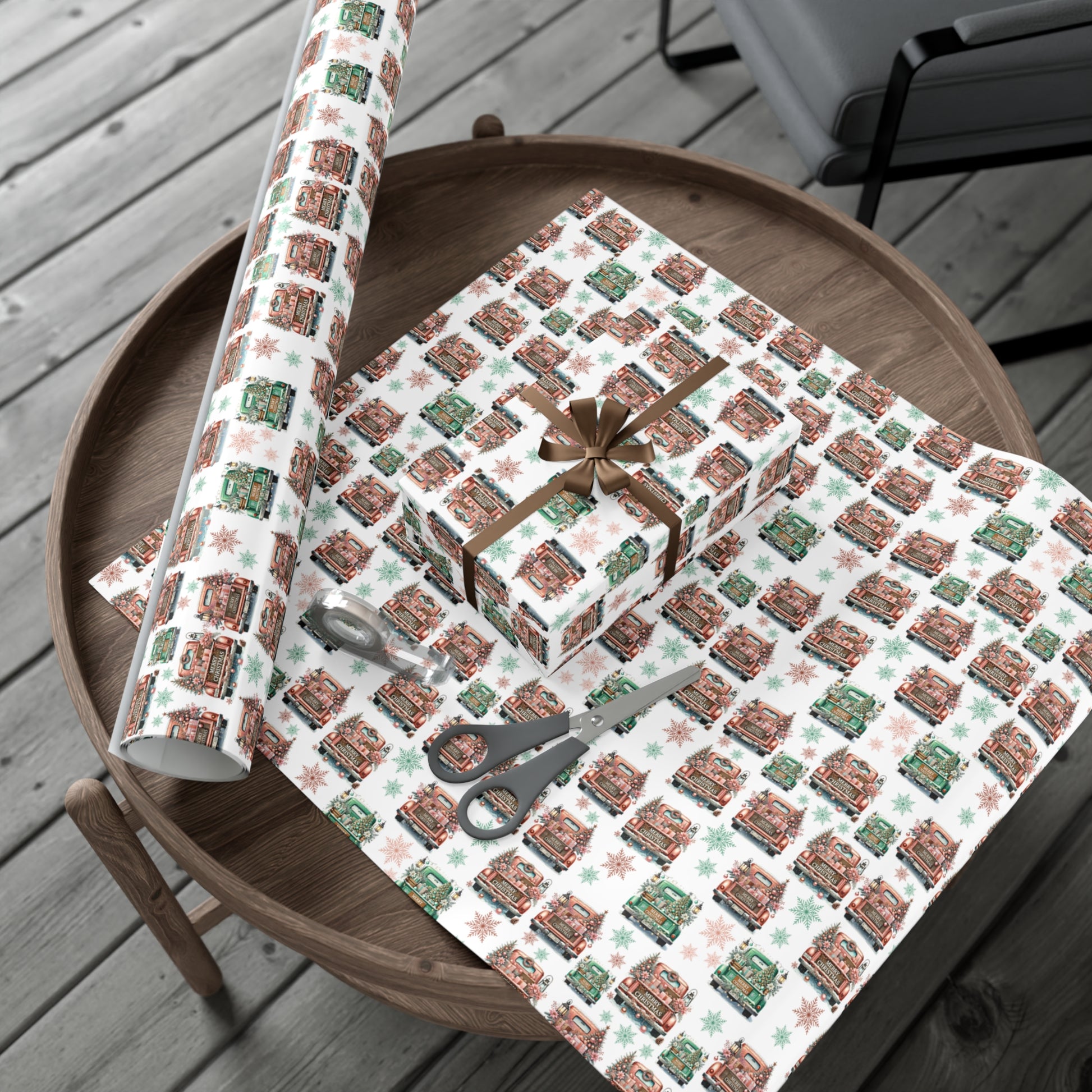 Charming Pink & Mint Green Christmas Pickup Gift Wrap Paper – Festive and Unique Holiday Wrapping, Perfect for Adding a Playful Touch to Your Gifts - MRSBYVALLE