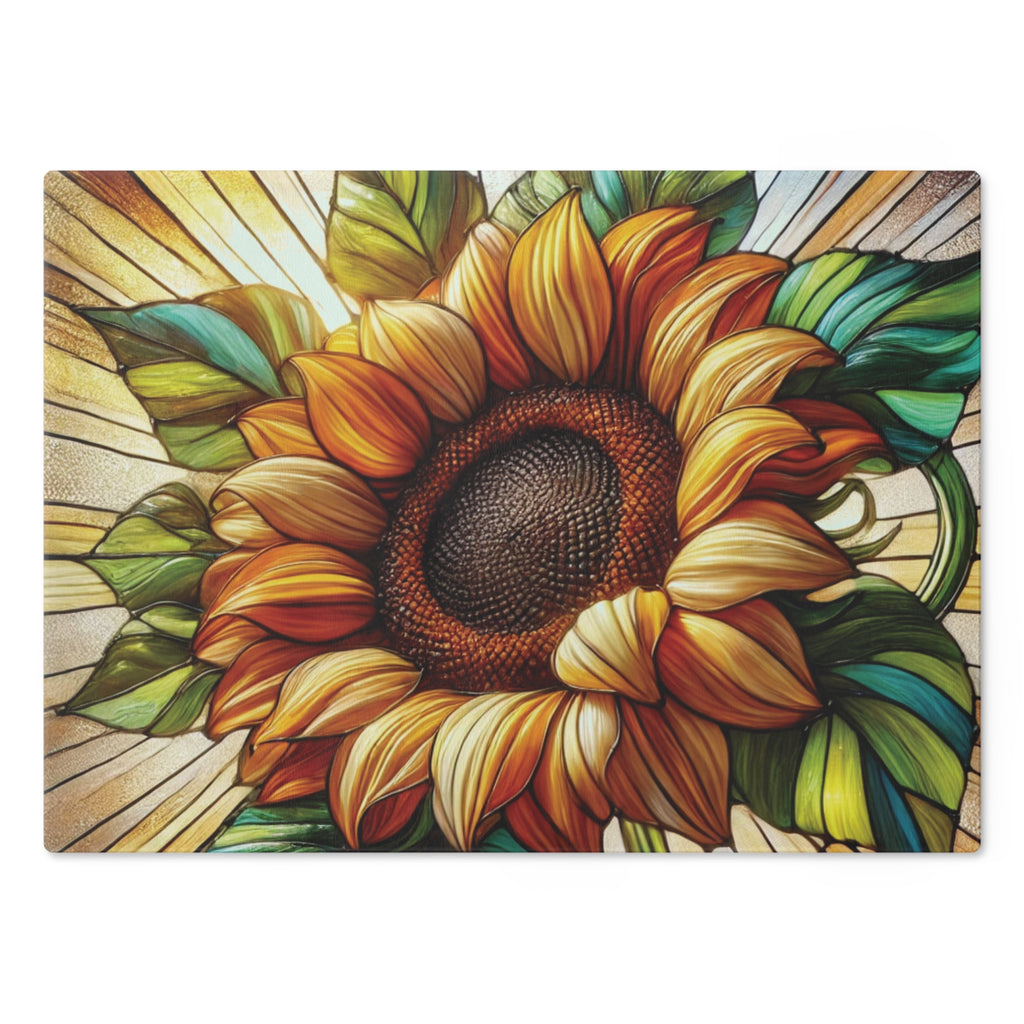 Elegant Sunflower-Stained Glass Cutting Board Floral Charcuterie Kitchen Decor, Useful Gifts for Her Perfect for Cooking, Serving, and Entertaining - MRSBYVALLE