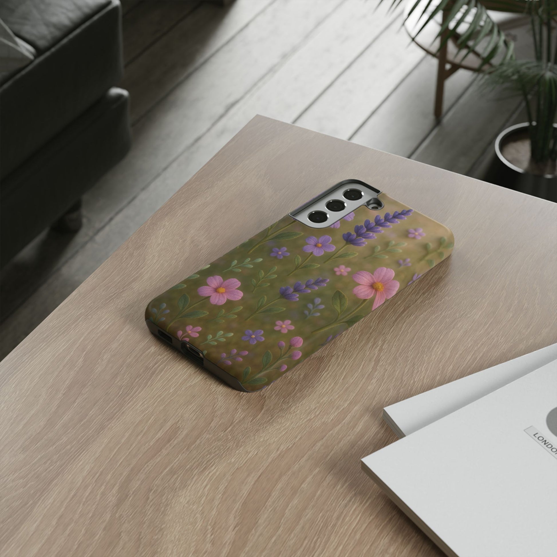 Pastel Flowers 3D Illusion Wildflower Phone Case Cute Pastel Floral Design in Lavender, Pink, Mint Green Aesthetic Protective Case for iPhone and  Android
