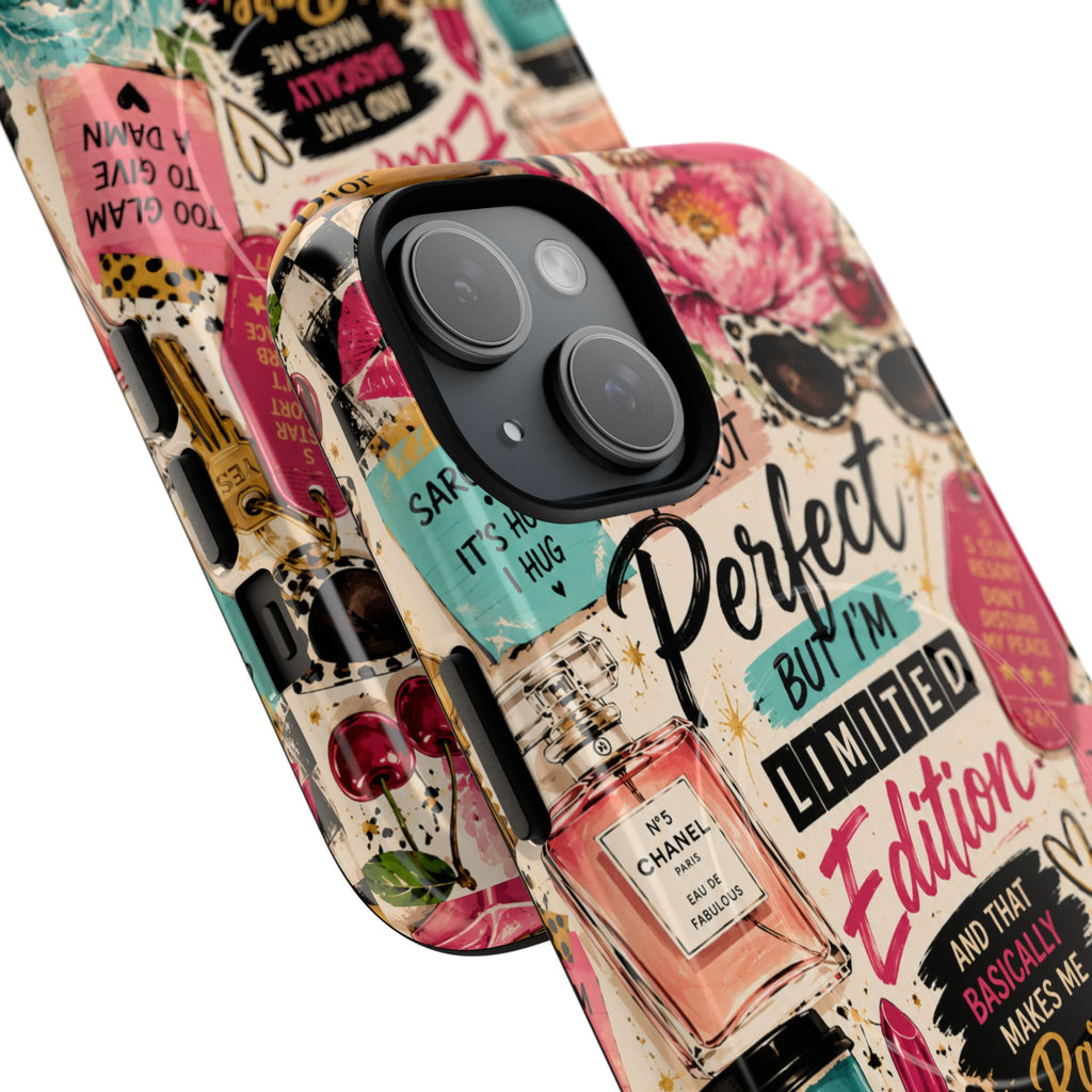 Perfect I'm Limited Edition phone case Tough Magnetic Case has Retro Funny Women's Gift Chic Pink Vintage iPhone & Samsung
