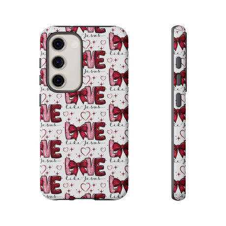 Love Like Jesus Red Bows and Hearts—Tough, Faithful Phone Cases & Religious iPhone Accessories: Protect Your Device & Show Your Faith