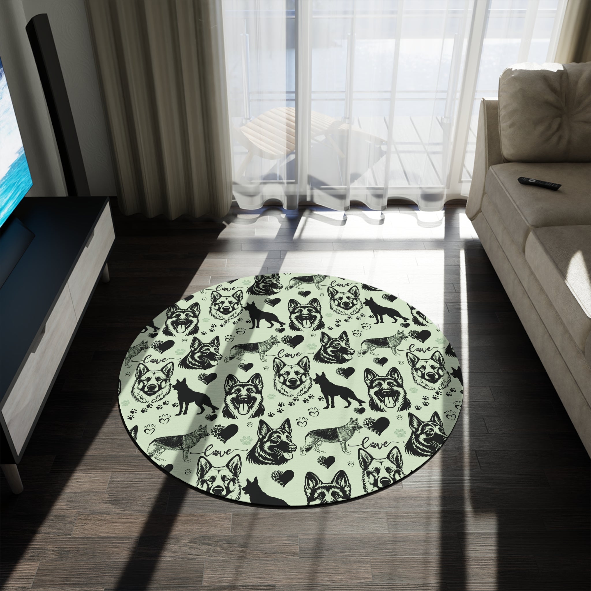 German Shepherd Round Rug — Decorative Dog Lover Floor Mat