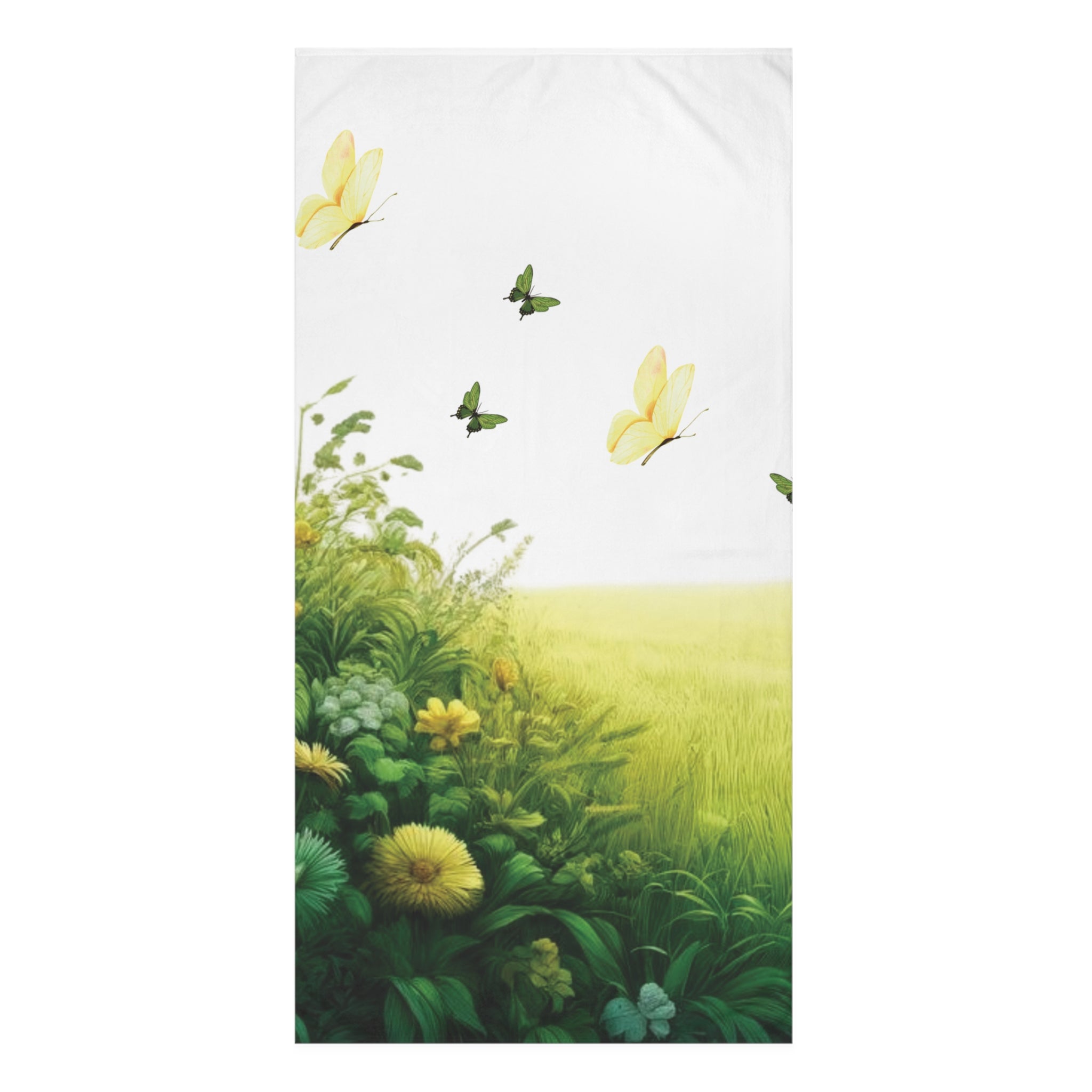 Spring Meadow Towel A Dance of Grass and Blooms Soft & Luxurious Mink-Cotton Towel 30x60 Elevate Your Bath Experience Vibrant Nature-Inspired Elegance Housewarming Gift.